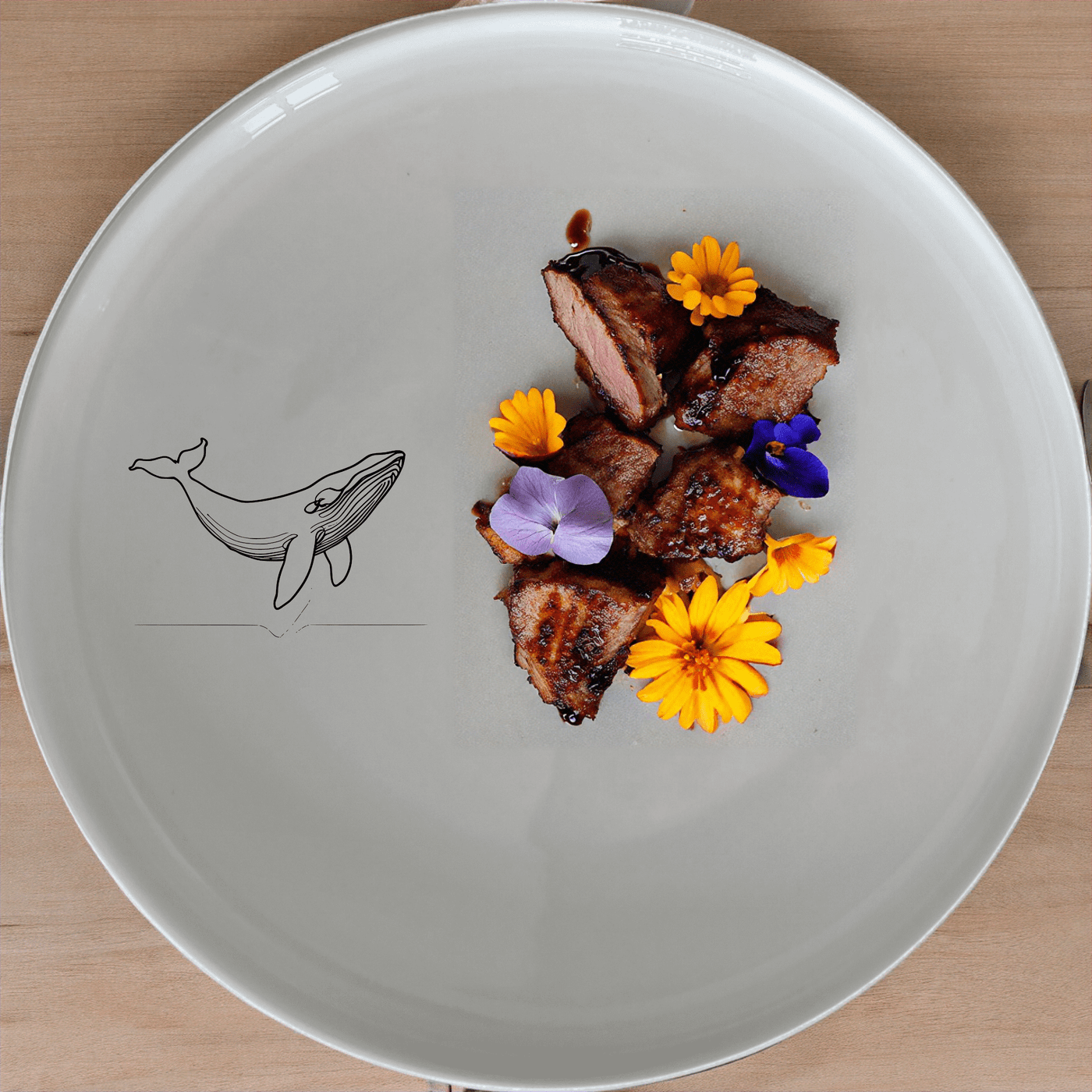 Floating Breaching Whale Dinner Plate Set of 4 adds a touch of marine elegance to your dining table with its sleek design and high-quality ceramic construction.