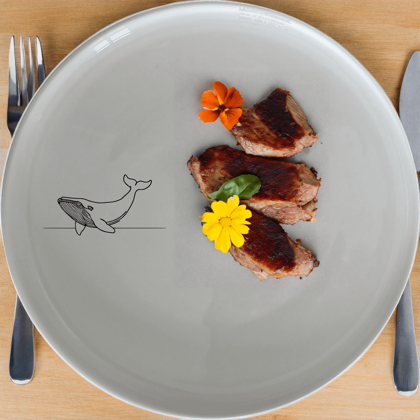 The Floating Breaching Whale Side Plate Set of 4 features a sleek, minimalist design perfect for modern dining. Crafted from premium ceramic, these plates are both functional and stylish.