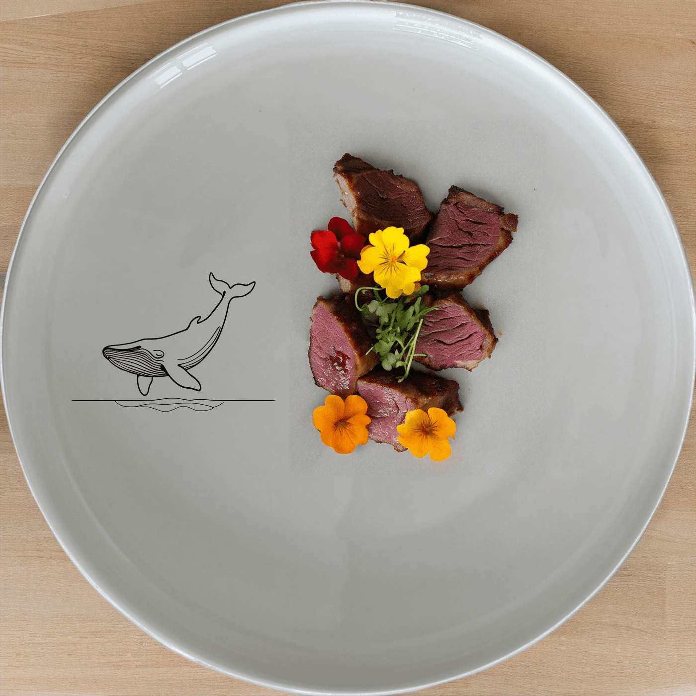 The Floating Breaching Whale Side Plate Set of 4 adds a touch of marine elegance to your dining experience with its sleek, minimalist design.
