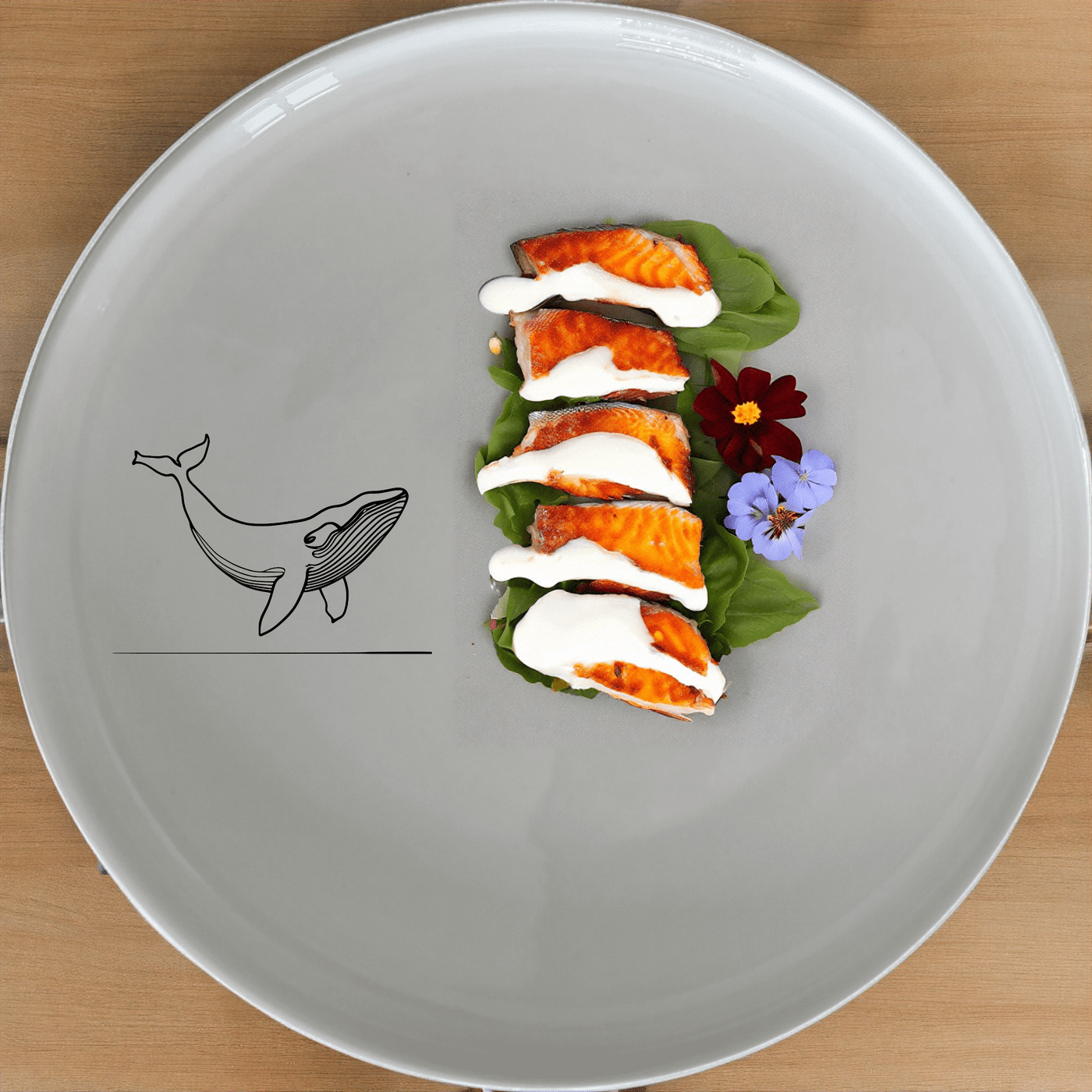 The Floating Breaching Whale Side Plate Set of 4 features a striking silhouette design, perfect for modern dining and adding a touch of nature-inspired elegance to your table.