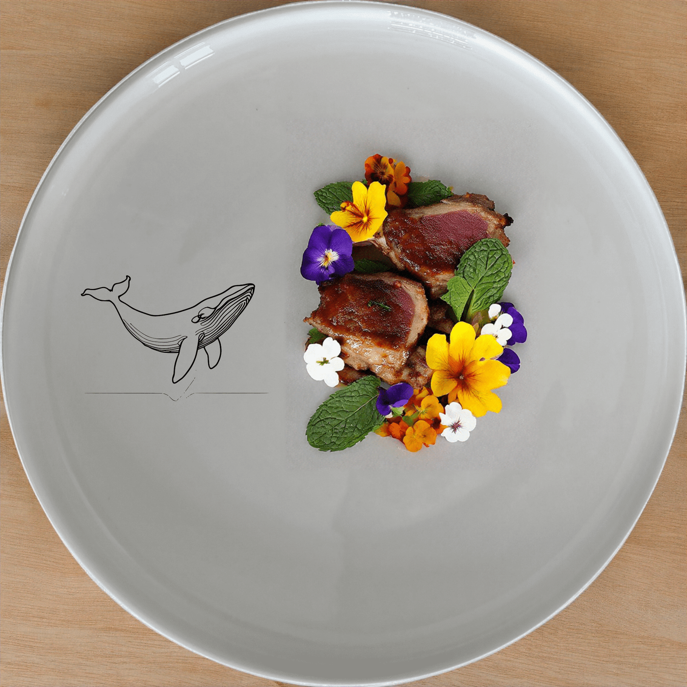 The Floating Breaching Whale Side Plate Set of 4 adds a touch of marine elegance to your dining table with its sleek, minimalist design.