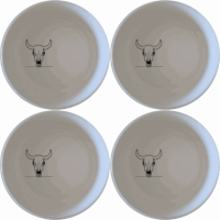 The Front Facing Cow Skull Bowl Set of 4 adds a bold, artistic touch to your dining experience with its sleek, modern design.