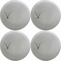 Frontfacing Cow Skull Side Plate Set of 4 is a stylish and modern addition to any dining table, featuring a sleek and minimalist design.