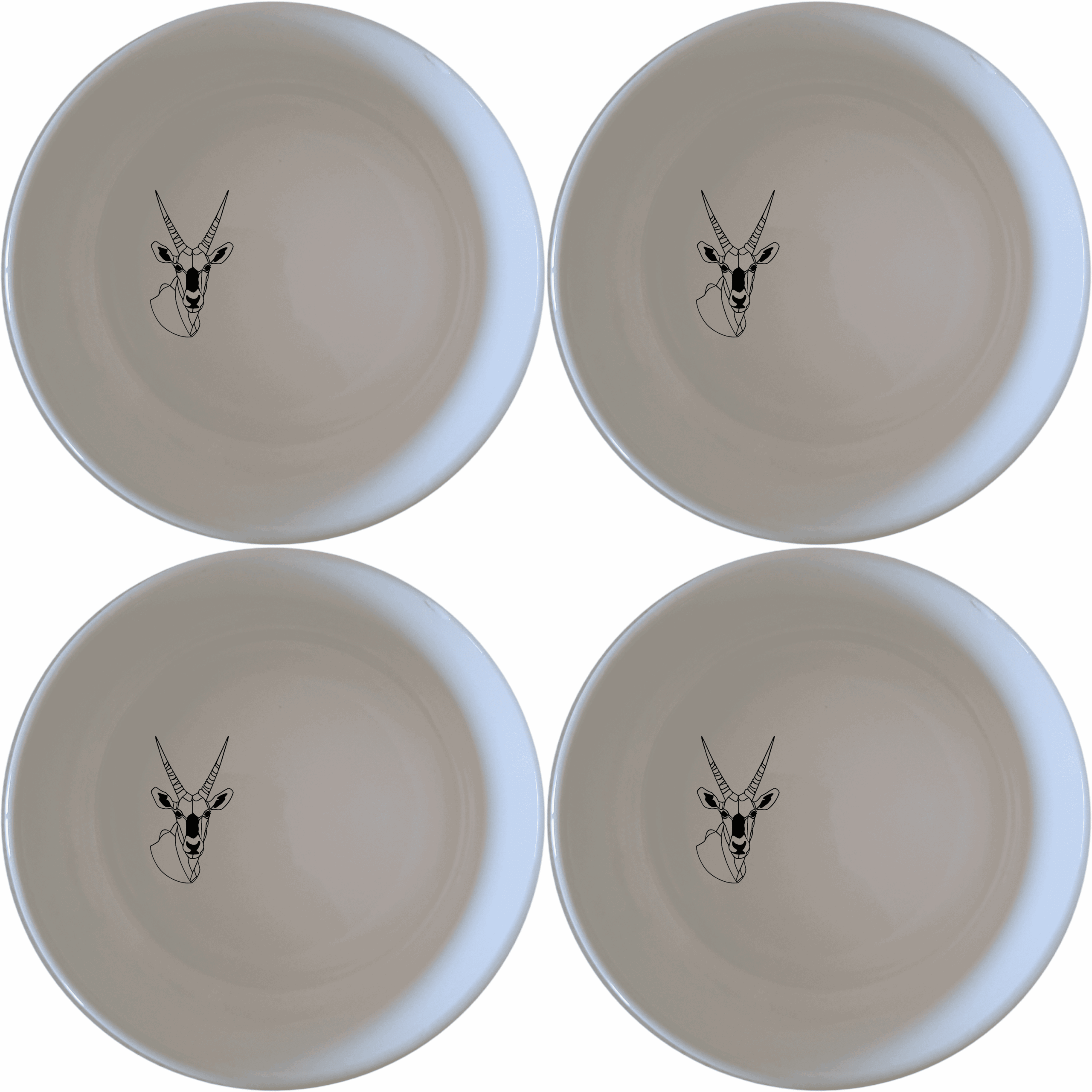 The Gemsbok Bust Bowl Set of 4 features elegant wildlife designs perfect for any dining table.