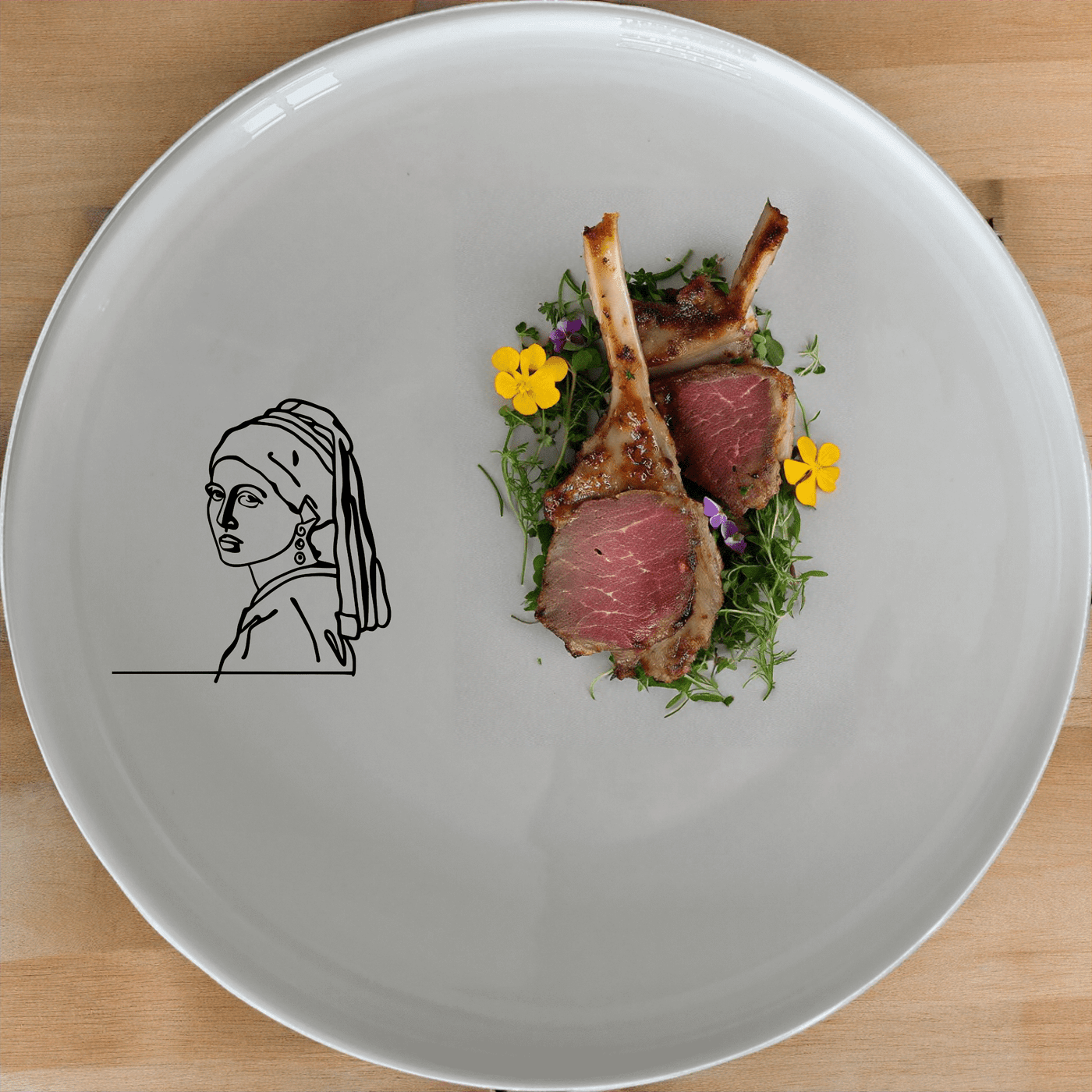 The Girl Pearl Earring Side Plate Set of 4 features a minimalist design inspired by classic art, perfect for modern dining.
