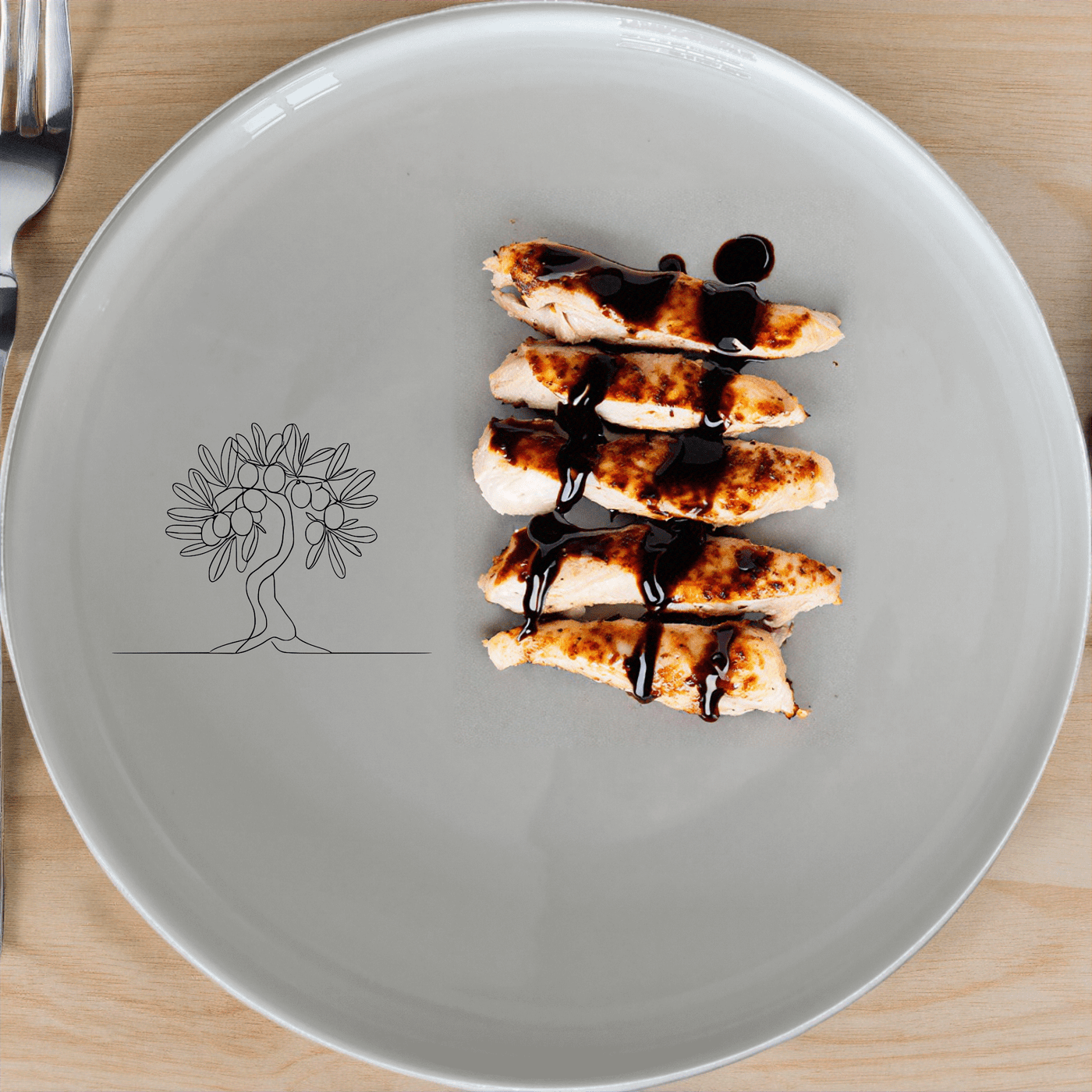 The Grecian Olive Tree Dinner Plate Set of 4 adds a touch of Mediterranean elegance to your dining table with its classic olive tree design.