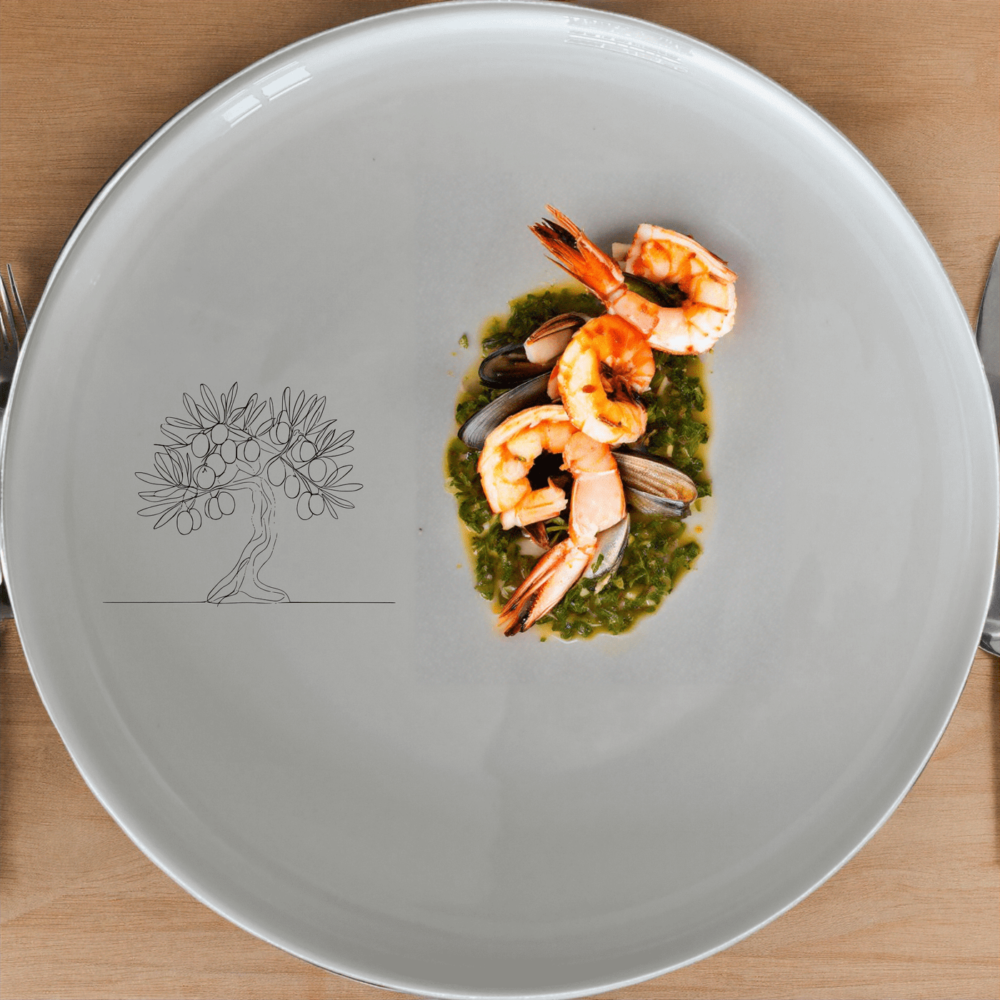 The Olive Tree Dinner Plate Set of 4 features a minimalist olive tree design, perfect for elevating your dining experience with a touch of nature.