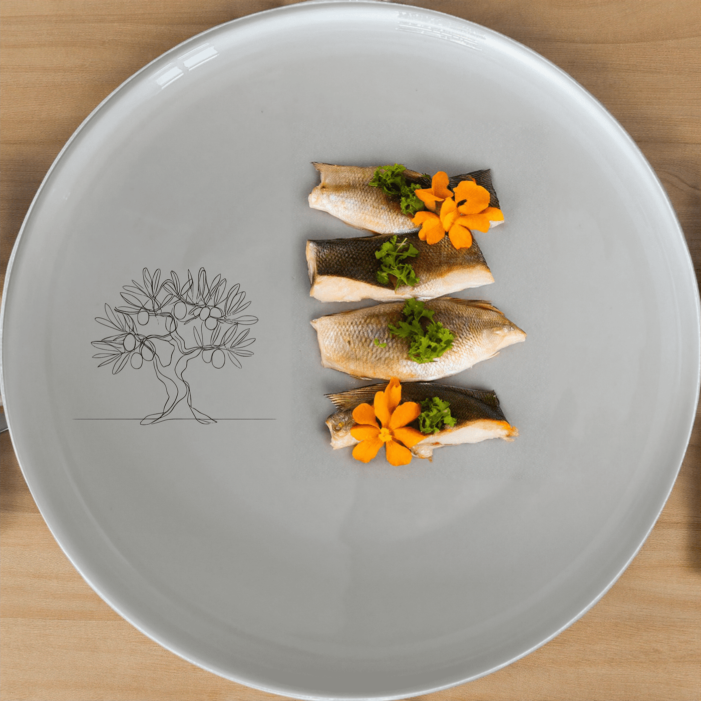 The Olive Tree Side Plate Set of 4 features a minimalist olive tree design, perfect for adding a touch of nature to your dining experience.