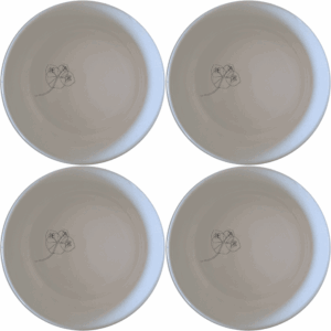 The Hoya Carnosa Bowl Set of 4 features delicate laser-etched designs on white ceramic, perfect for everyday use or special occasions.