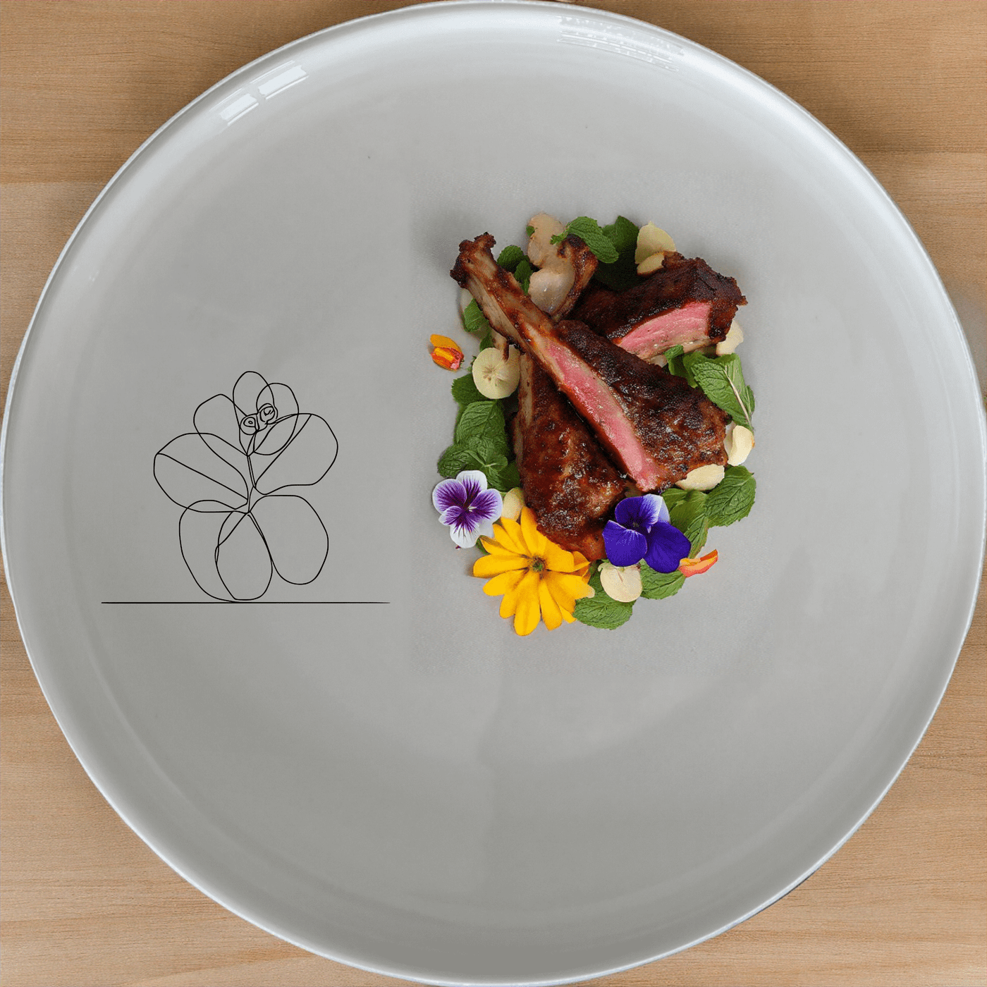 The Hoya Carnosa Dinner Plate Set of 4 features a delicate laser-etched floral design on a sleek white ceramic surface, perfect for elevating any dining experience.