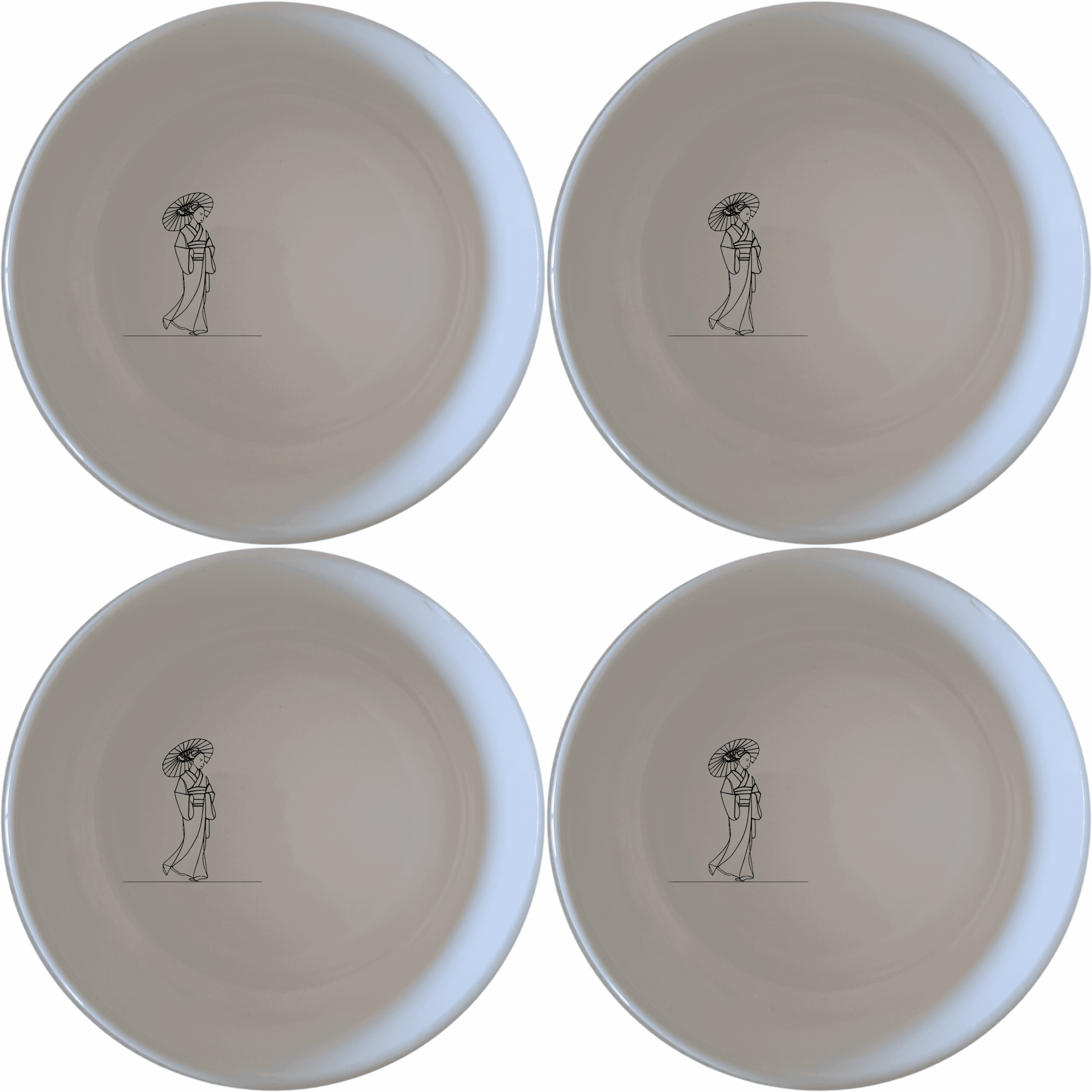 Japanese Cultural Imagery Bowl Set of 4 features delicate traditional designs perfect for any dining occasion.
