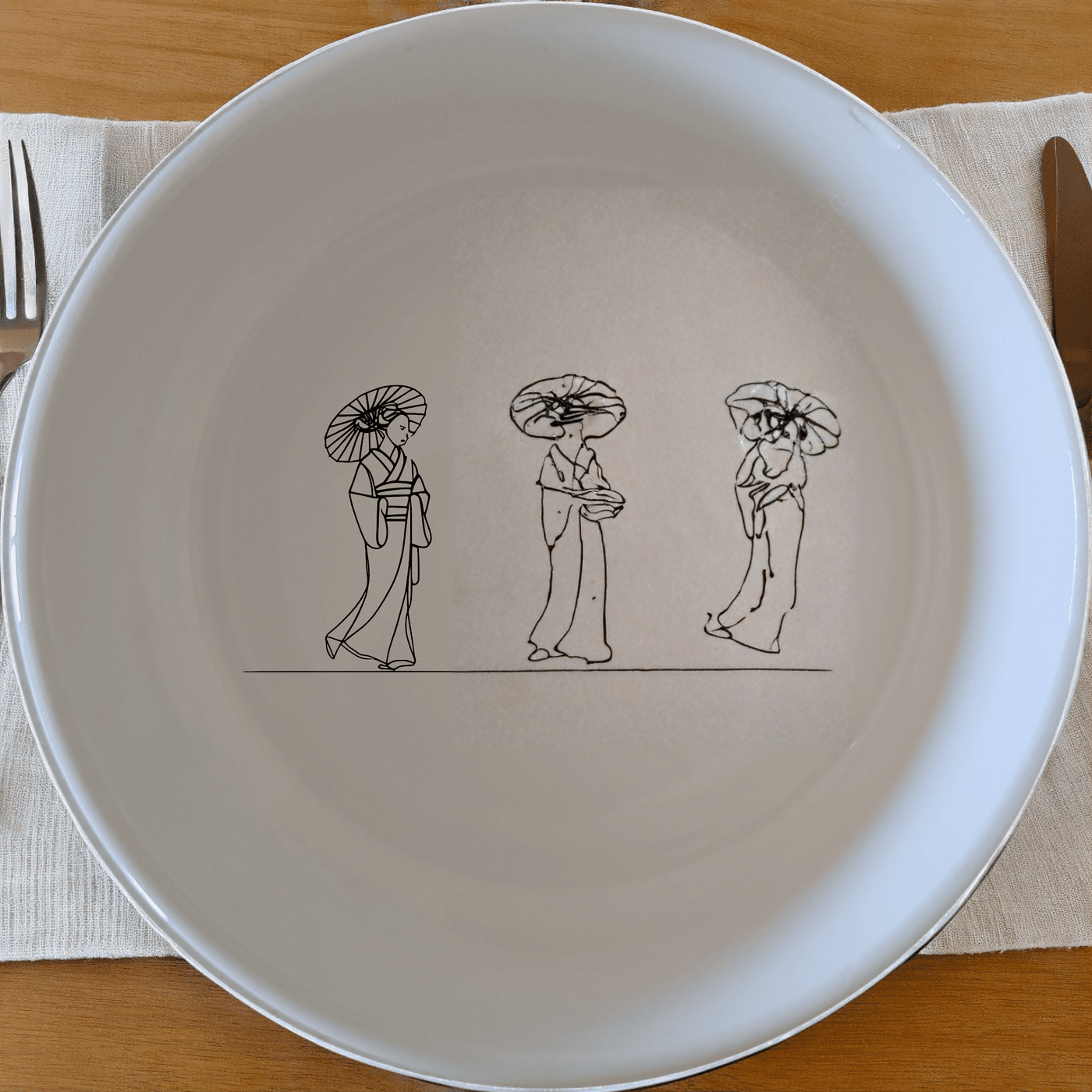 Japanese Cultural Imagery Bowl Set of 4 features delicate traditional designs perfect for any dining occasion.