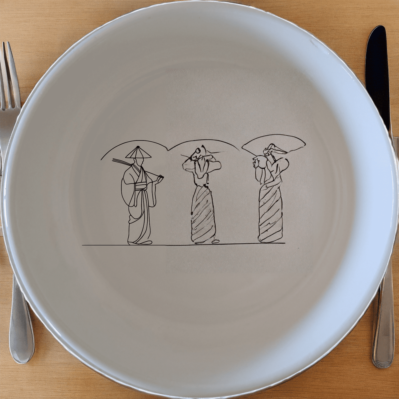 Japanese Cultural Imagery Bowl Set of 4 brings traditional art to your table with elegant, minimalist designs.