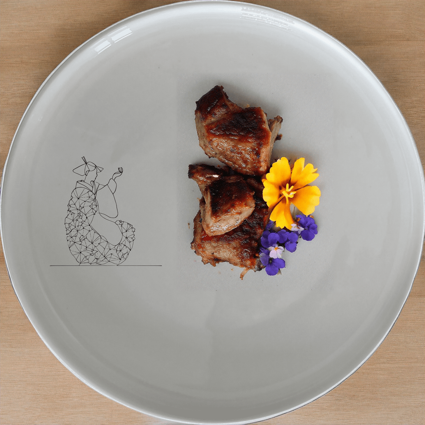 Japanese Cultural Imagery Dinner Plate Set of 4 adds a touch of traditional artistry to your dining experience with intricate, laser-etched designs.