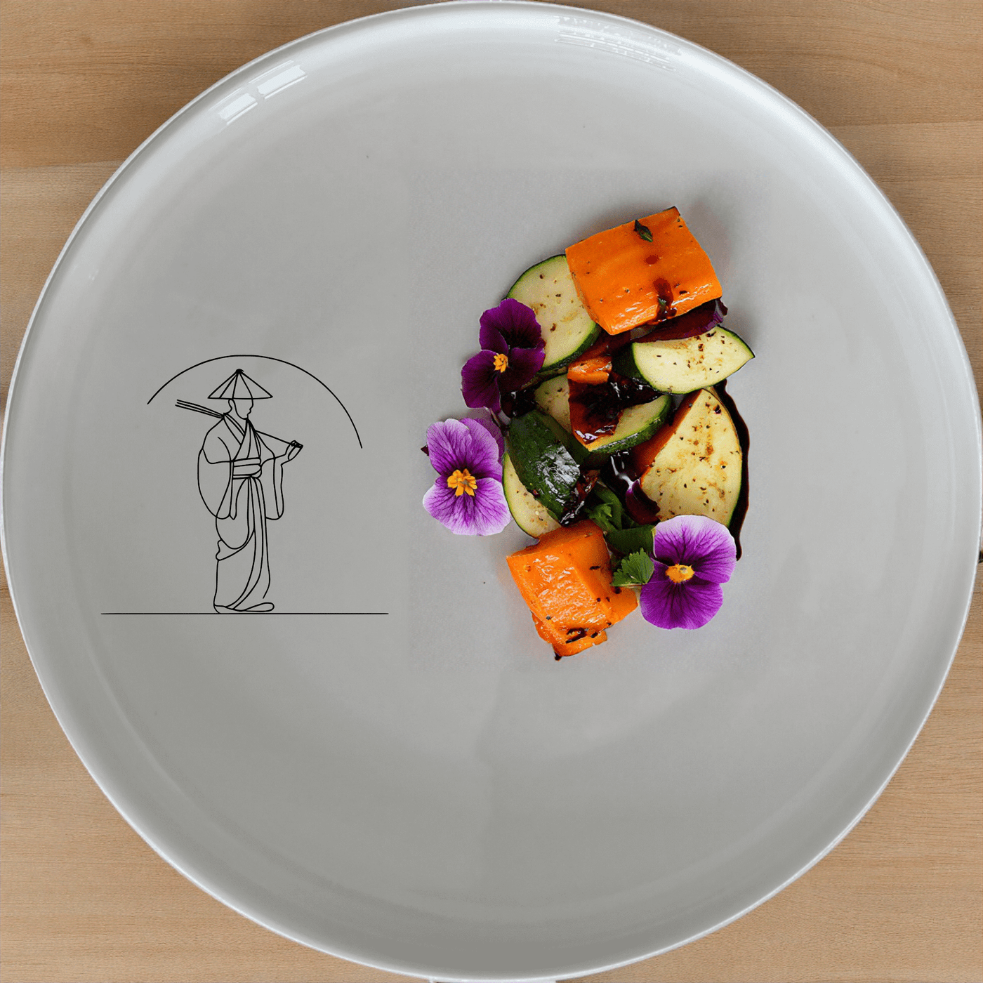 Japanese Cultural Imagery Side Plate Set of 4 features traditional Asian art on white ceramic plates, perfect for enhancing any dining experience.