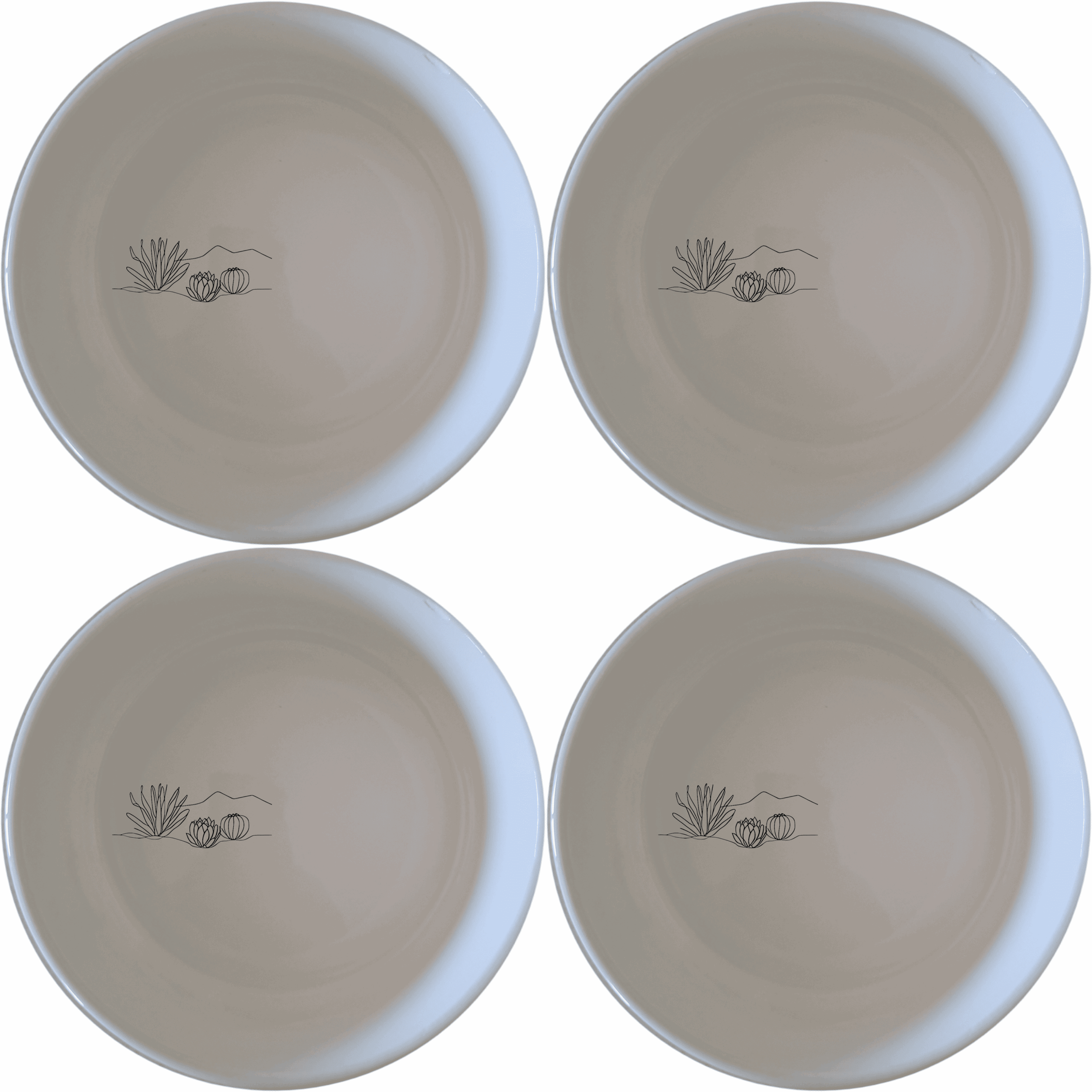 Discover the serene beauty of the Karoo Desert Landscape Succulent Plants Bowl Set of 4, perfect for adding a touch of nature to your dining experience.