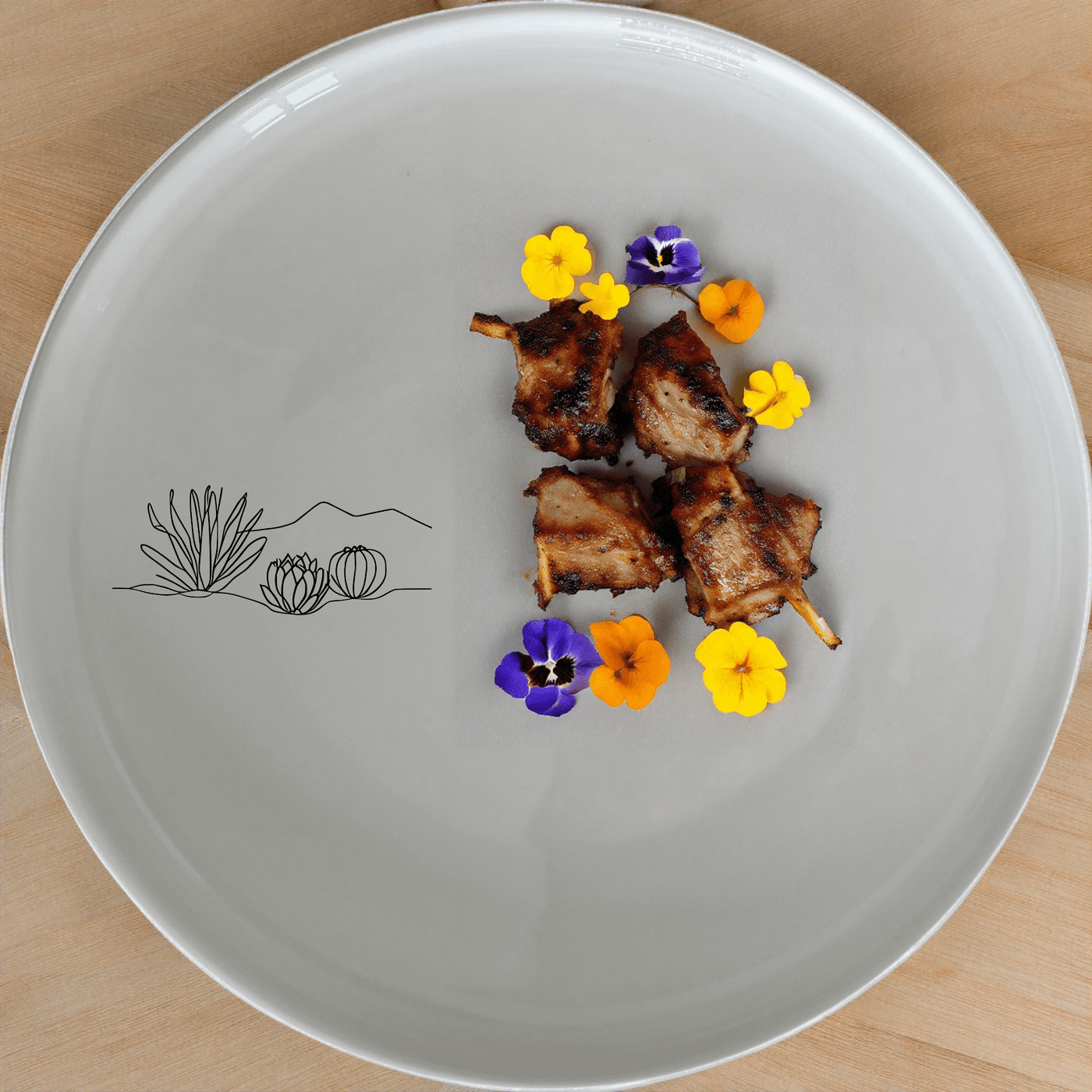 The Karoo Desert Landscape Succulent Plants Dinner Plate Set of 4 brings natural elegance to your dining table with minimalist artwork.