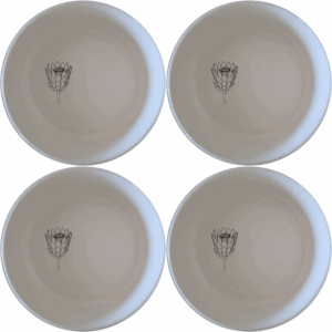 The King Protea Flower Bowl Set of 4 features elegant botanical designs perfect for any dining occasion.