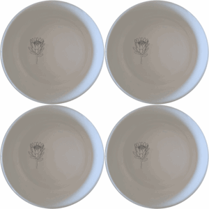 The King Protea Flower Bowl Set of 4 features elegant botanical designs perfect for any dining occasion.