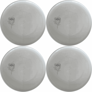 The King Protea Flower Dinner Plate Set of 4 features elegant botanical designs perfect for any dining occasion.