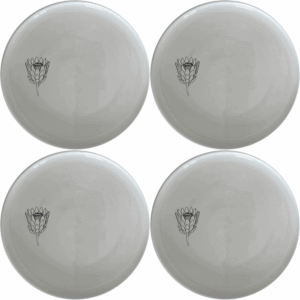 The King Protea Flower Side Plate Set of 4 features elegant botanical designs perfect for any dining table.