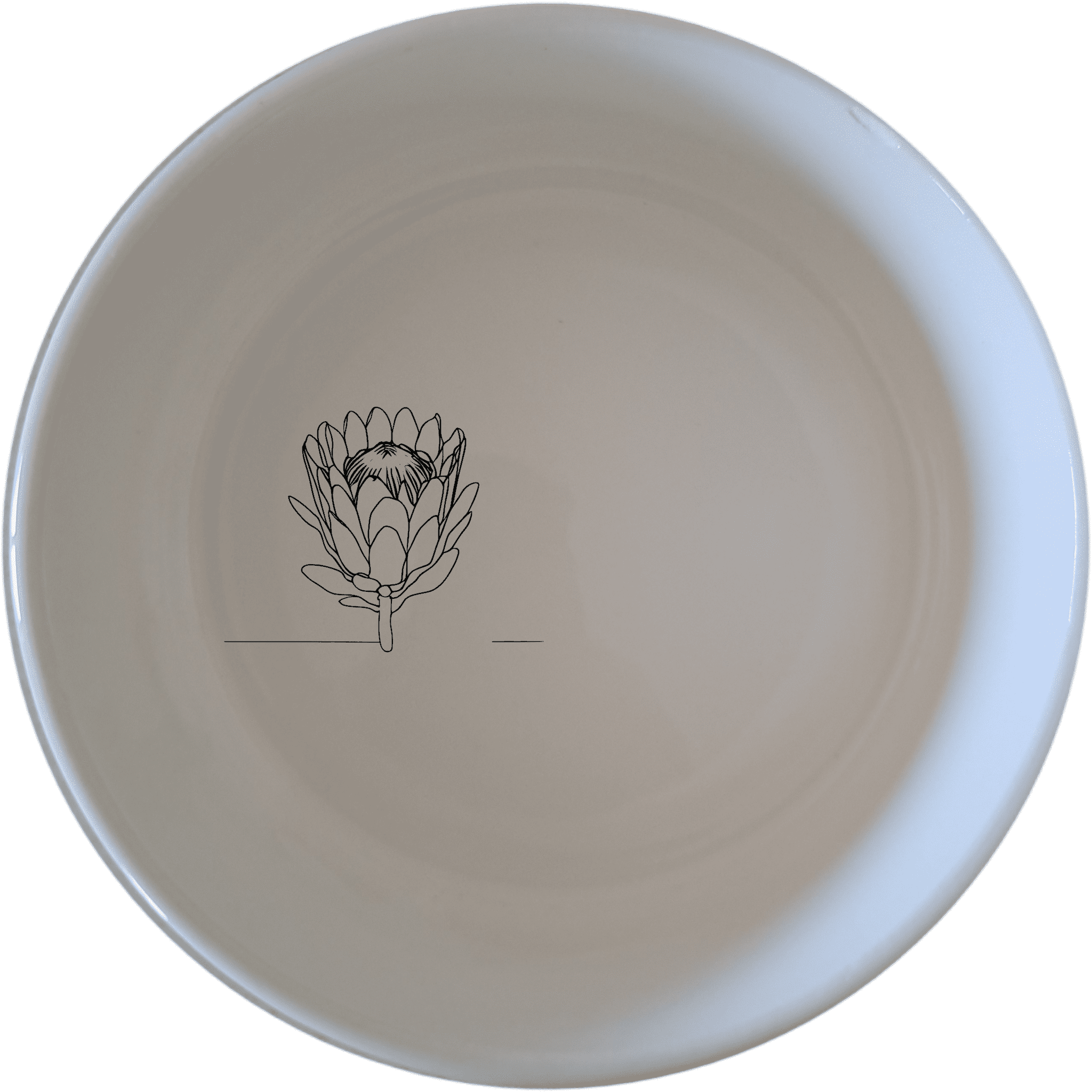 The King Protea Flower Bowl Set of 4 features a botanical illustration of the iconic King Protea flower, making it a perfect addition to any dining collection.