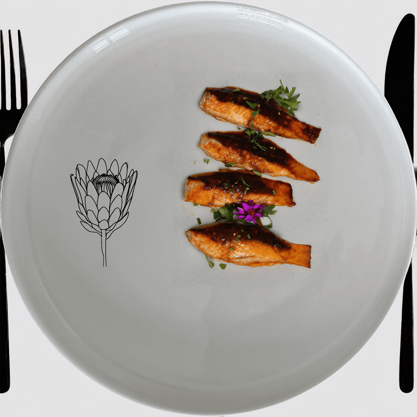 The King Protea Flower Side Plate Set of 4 features elegant botanical designs perfect for any dining table.