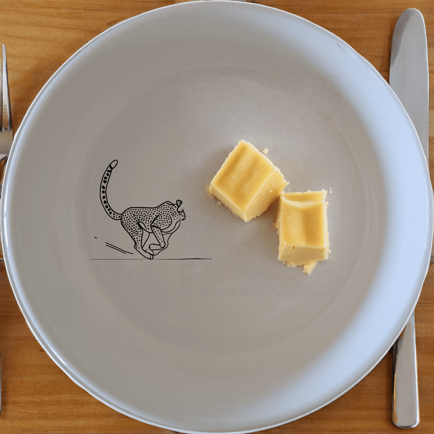 The Kruger Park Running Cheeta Bowl Set of 4 - Range 1 features a sleek cheetah design, perfect for modern dining and adding a touch of wildlife elegance to your table.
