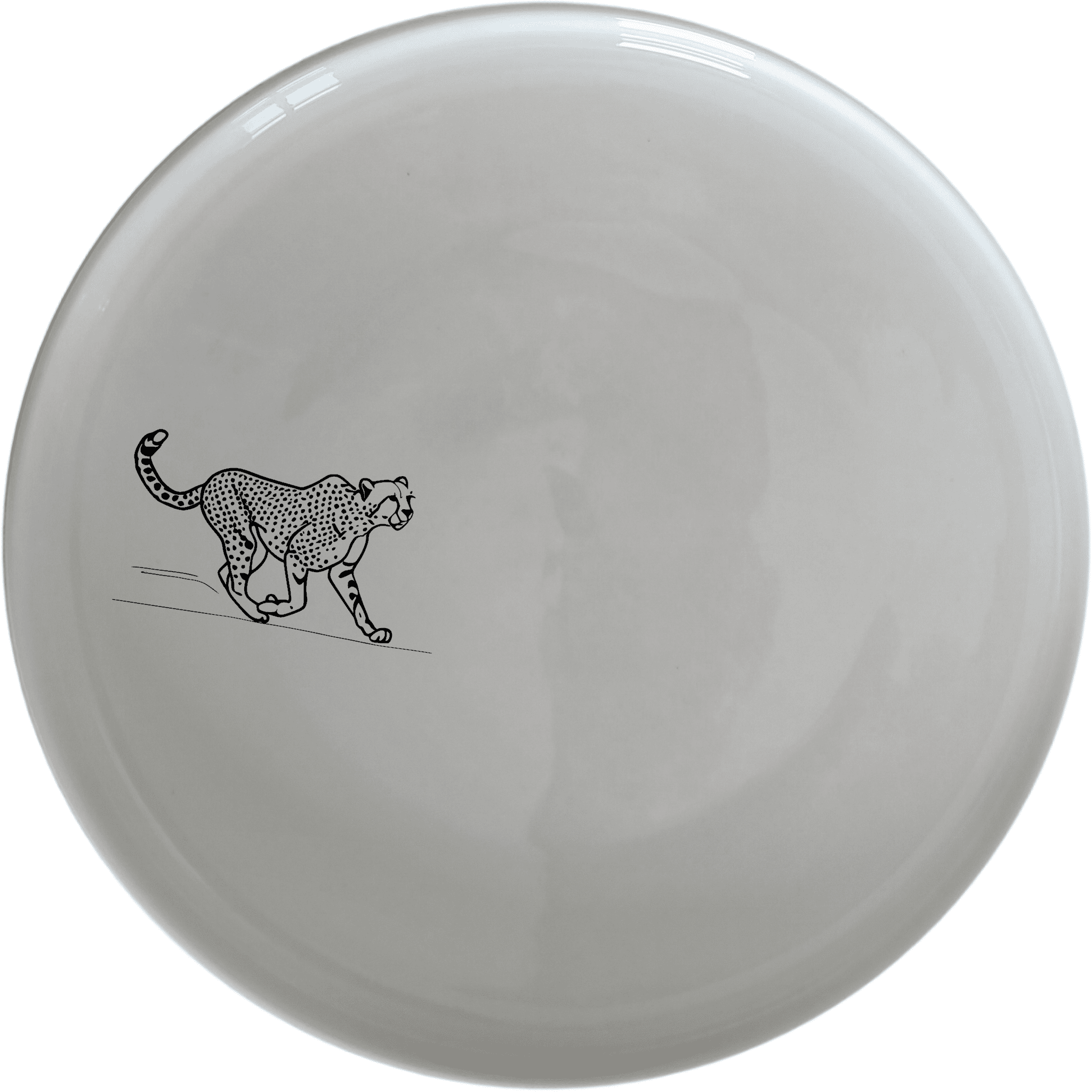 Running Cheeta Dinner Plate Set of 4 - Range 3 is a stylish and elegant dinner plate set featuring a cheetah in mid-stride, perfect for modern dining.