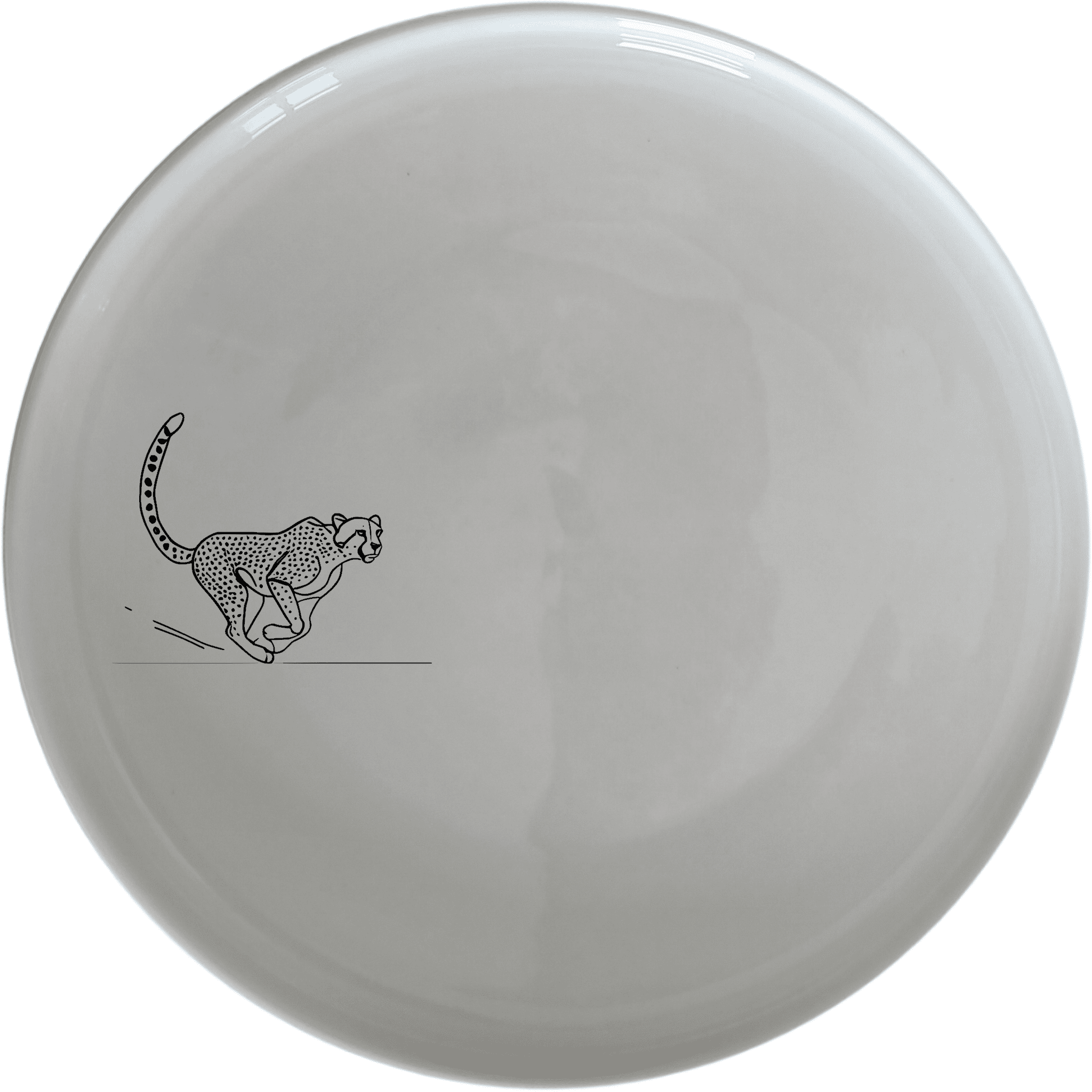 The Running Cheeta Side Plate Set of 4 - Range 1 features a sleek cheetah design, perfect for adding a touch of wildlife elegance to your dining table.