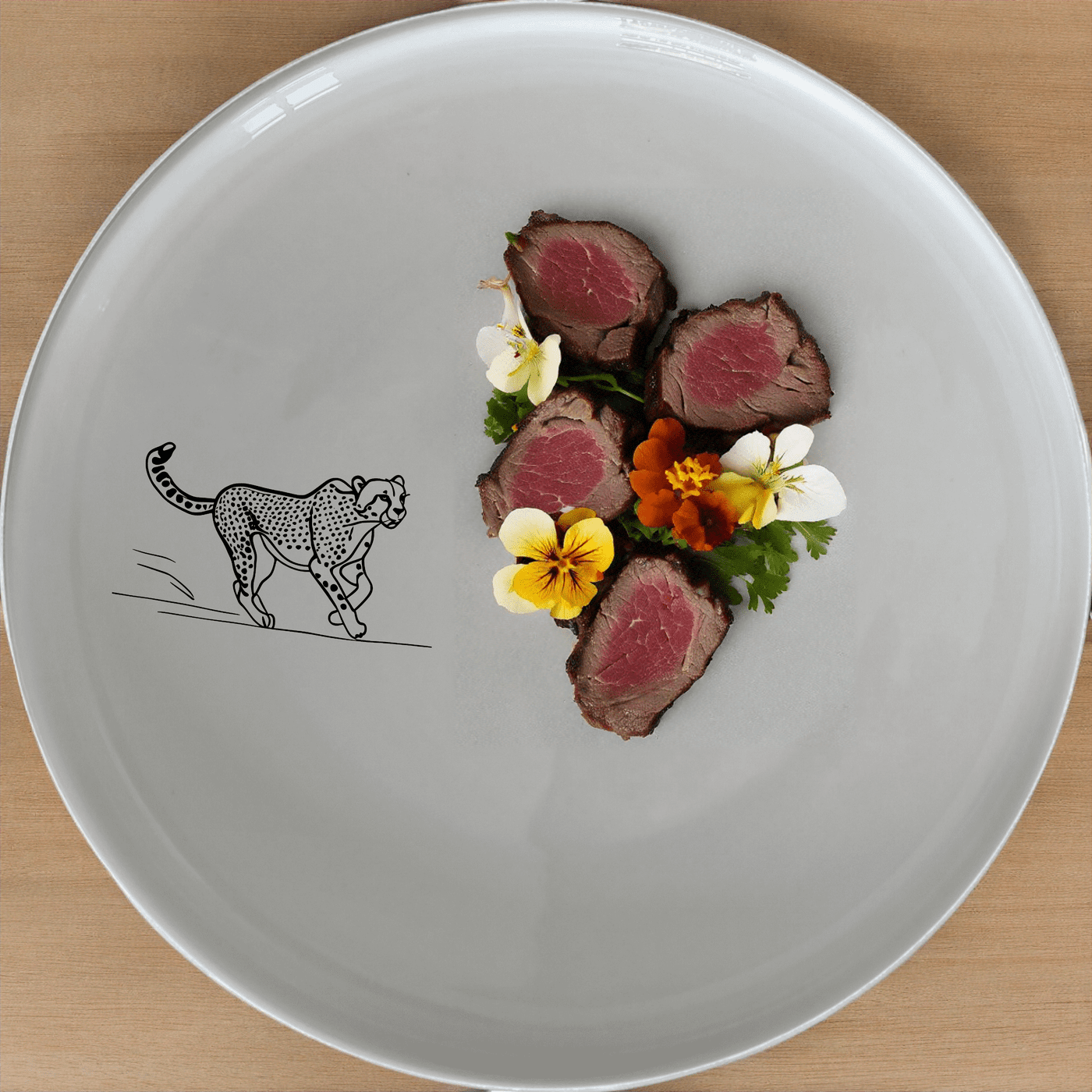 The Kruger Park Running Cheeta Side Plate Set of 4 - Range 2 features a sleek cheetah design, perfect for modern dining and everyday use.