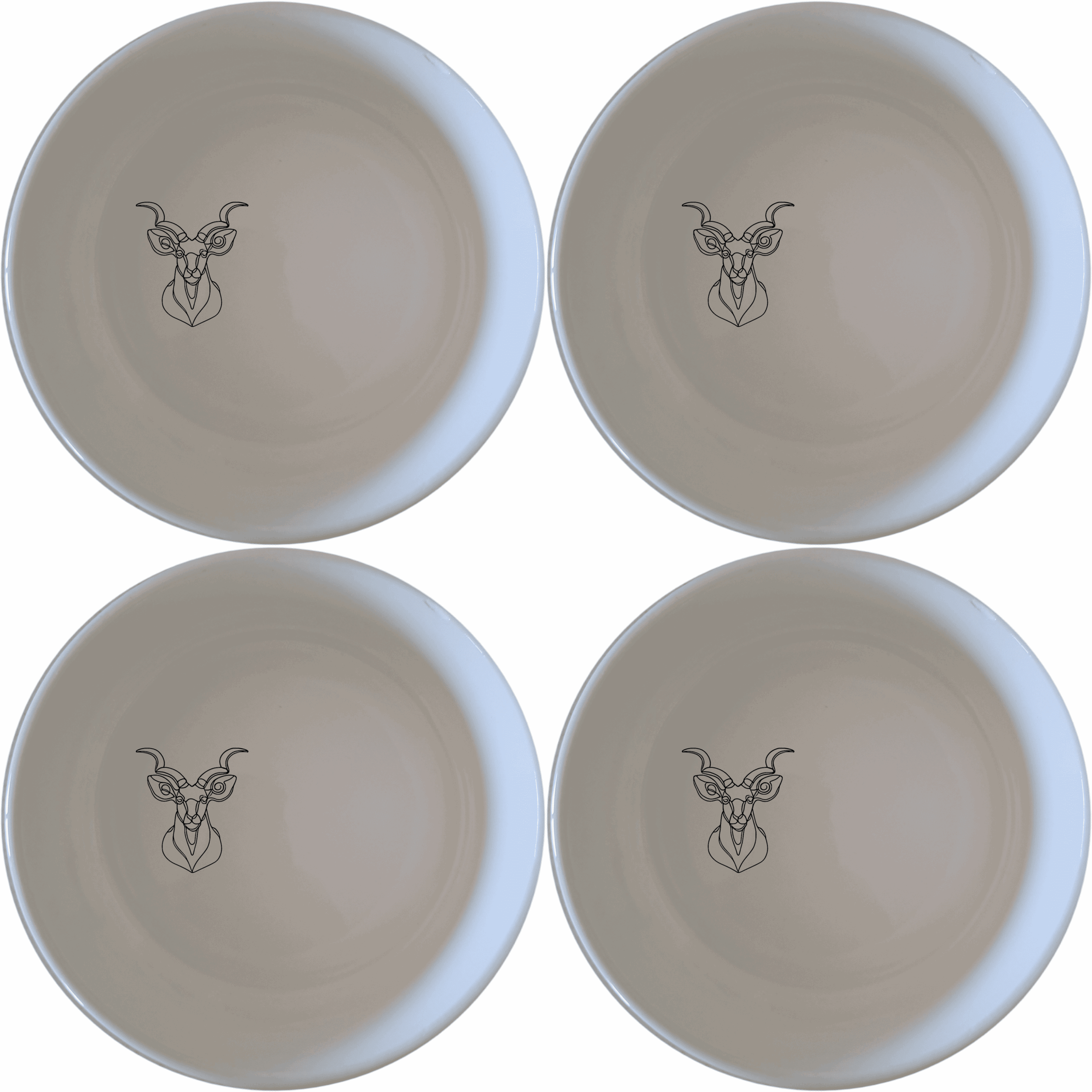 The Kudu Spiral Horns Majestic Bowl Set of 4 features elegant wildlife artistry, perfect for adding a touch of nature to your dining experience.