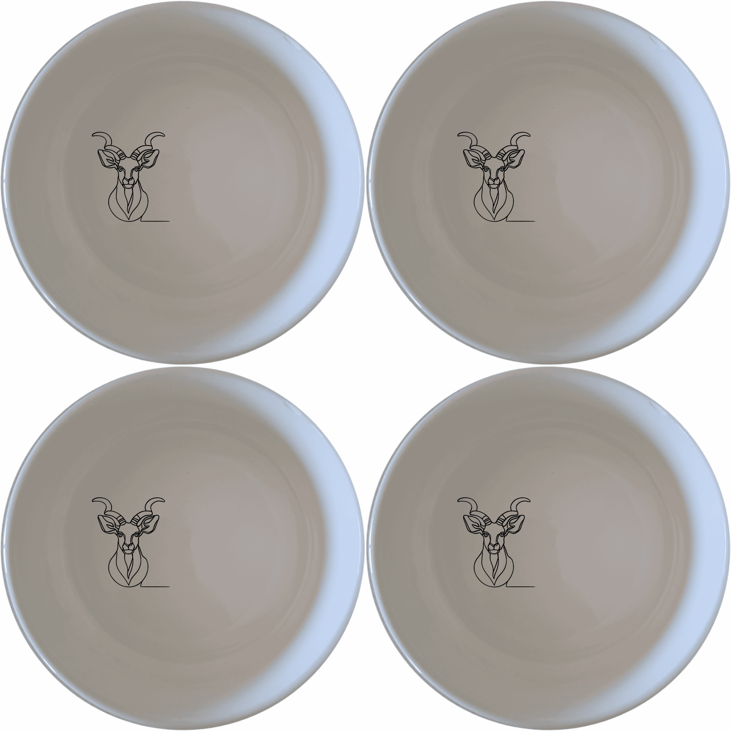 The Majestic Kudu Spiral Horns Bowl Set of 4 features elegant ceramic bowls with intricate kudu horn designs, perfect for any dining occasion.