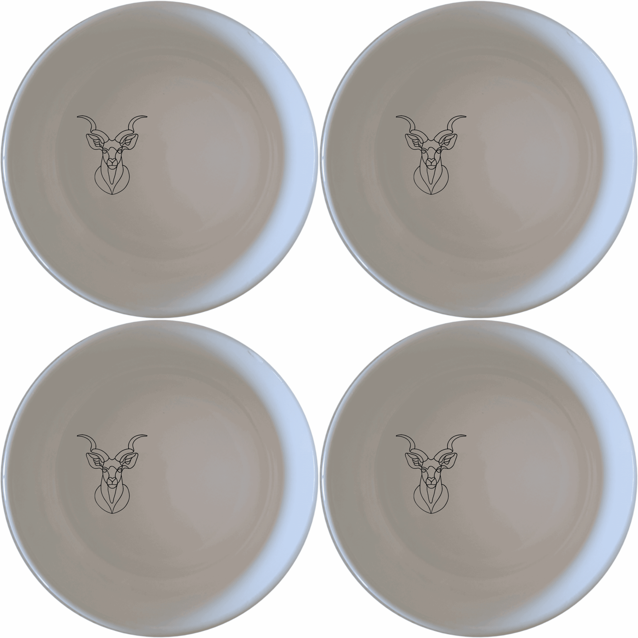 The Kudu Spiral Horns Majestic Bowl Set of 4 adds a touch of wildlife elegance to your dining table with its sleek design and durable ceramic construction.