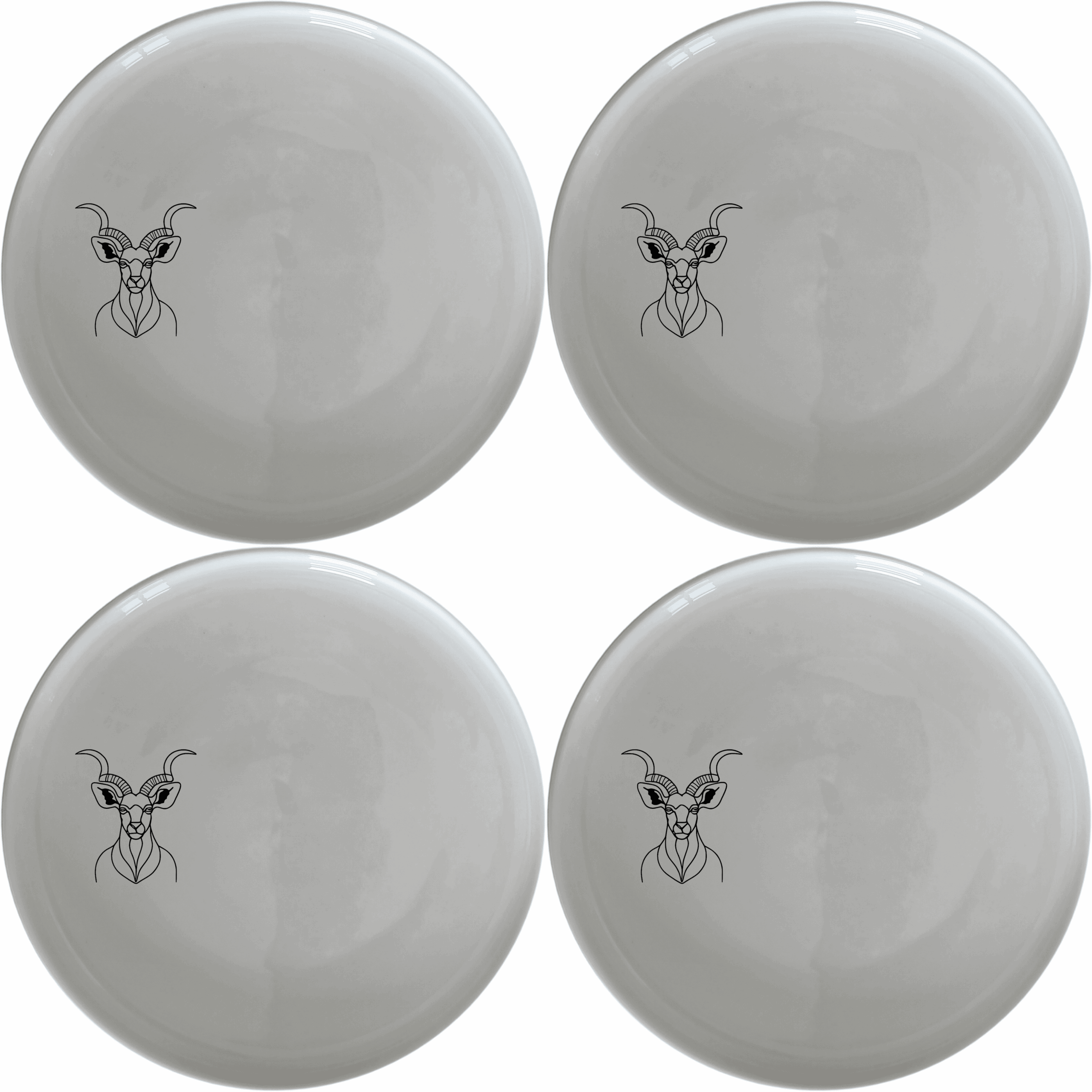 The Majestic Kudu Spiral Horns Dinner Plate Set of 4 adds a touch of wildlife elegance to your dining table with its sleek design and high-quality ceramic construction.