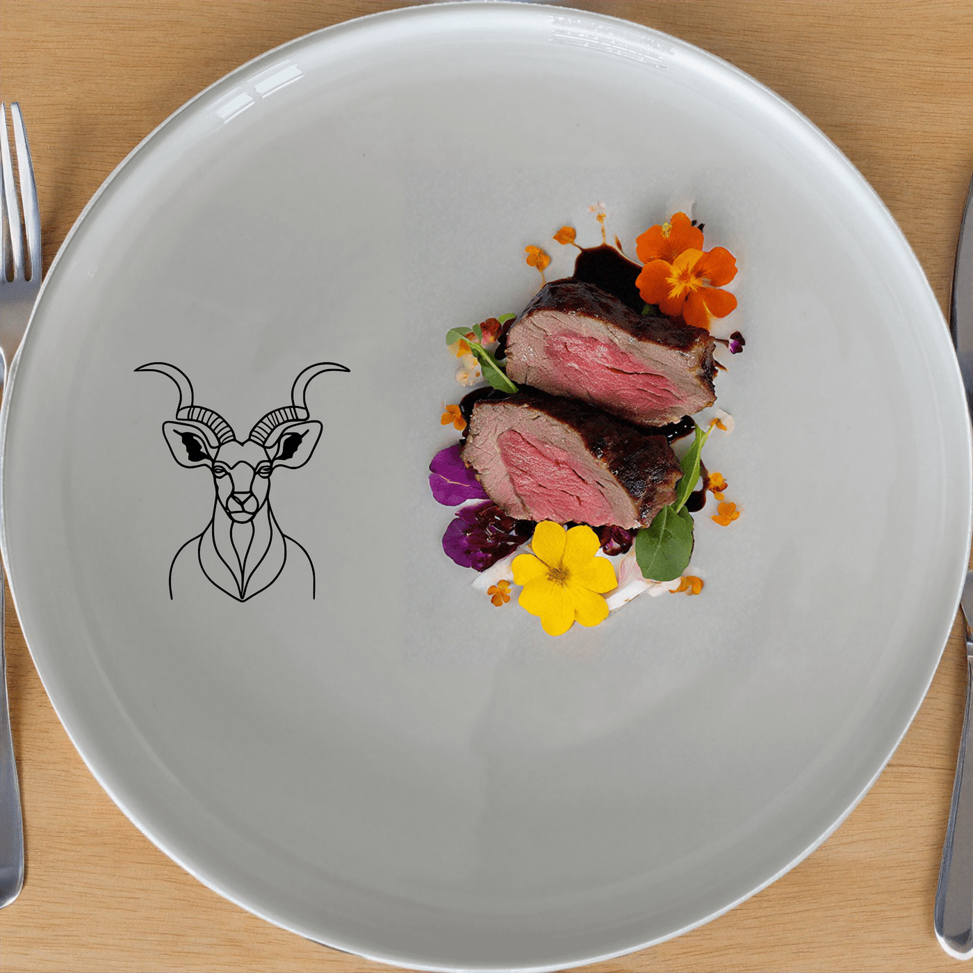 The Majestic Kudu Spiral Horns Side Plate Set of 4 features elegant laser-etched designs for a sophisticated touch to your dining experience.