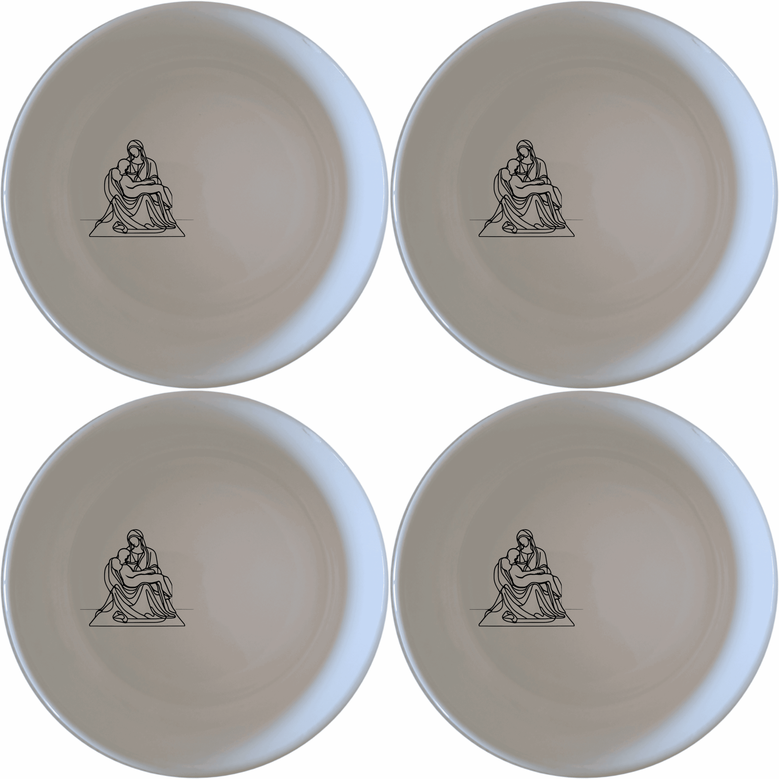 The Pieta Art Bowl Set of 4 - Range 1 features a timeless design inspired by classical art, perfect for elevating any dining experience.