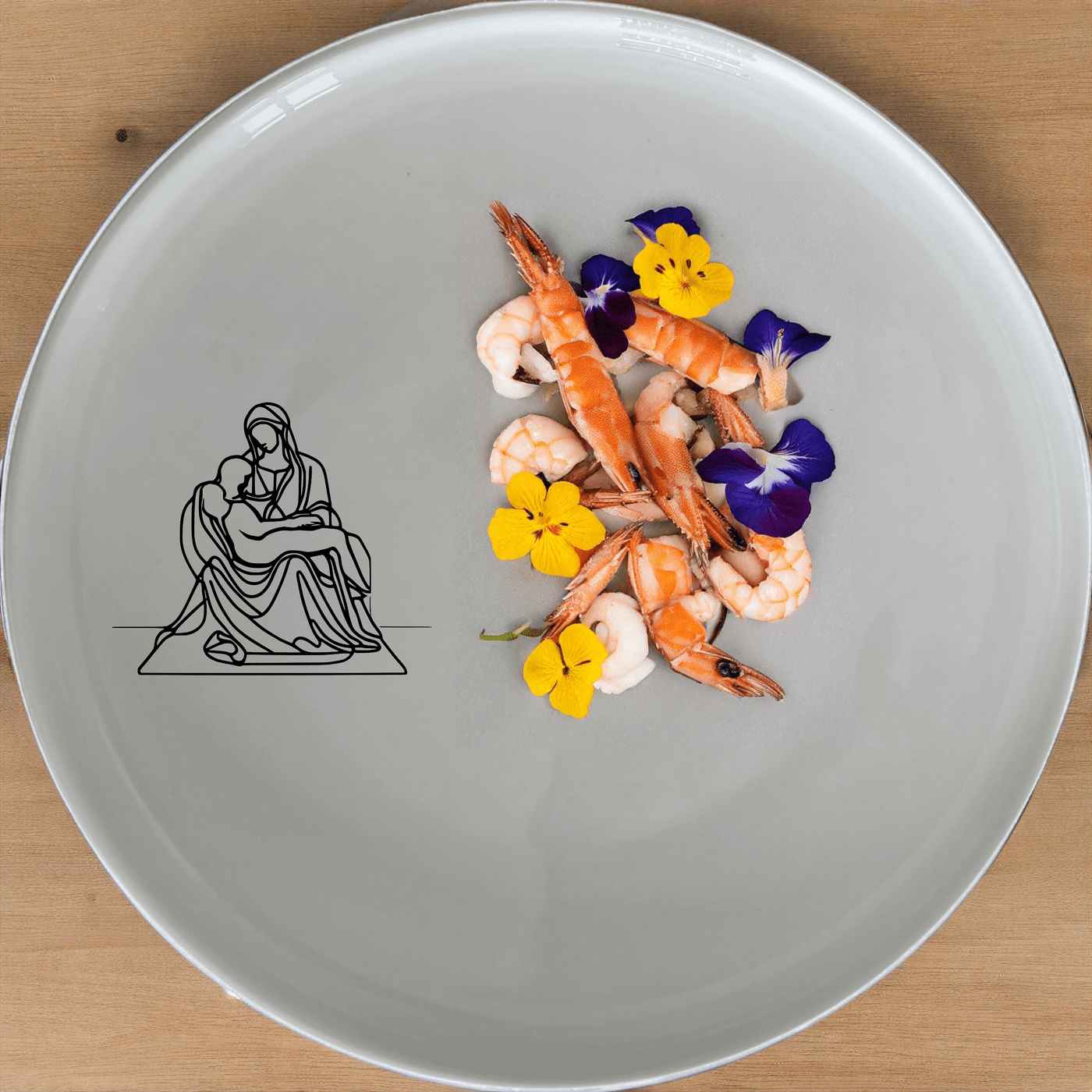 The Pieta Art Dinner Plate Set of 4 brings classical elegance to your dining table with timeless artwork.