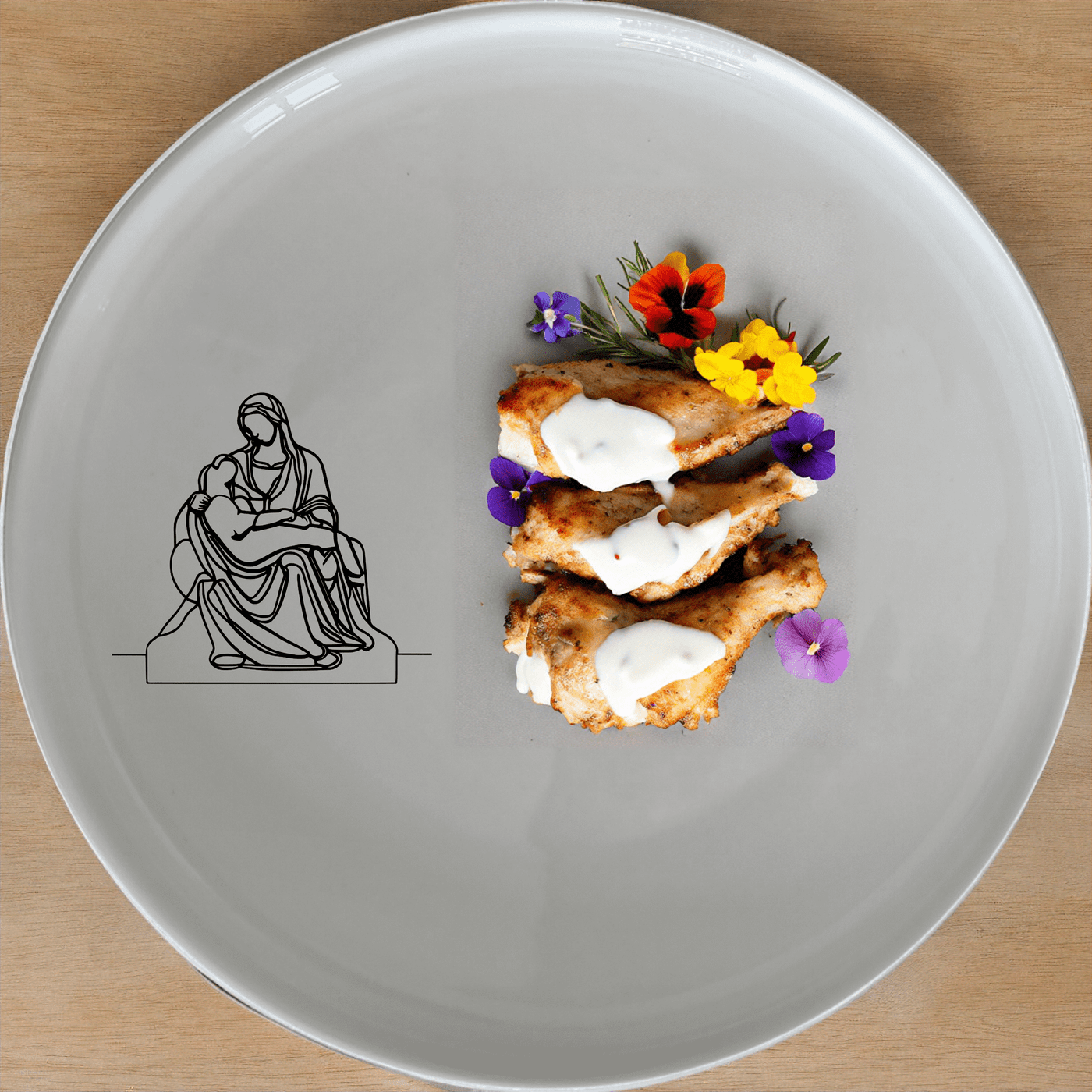 The Pieta Art Dinner Plate Set of 4 - Range 4 features a timeless design inspired by classical art, perfect for elevating any dining experience.