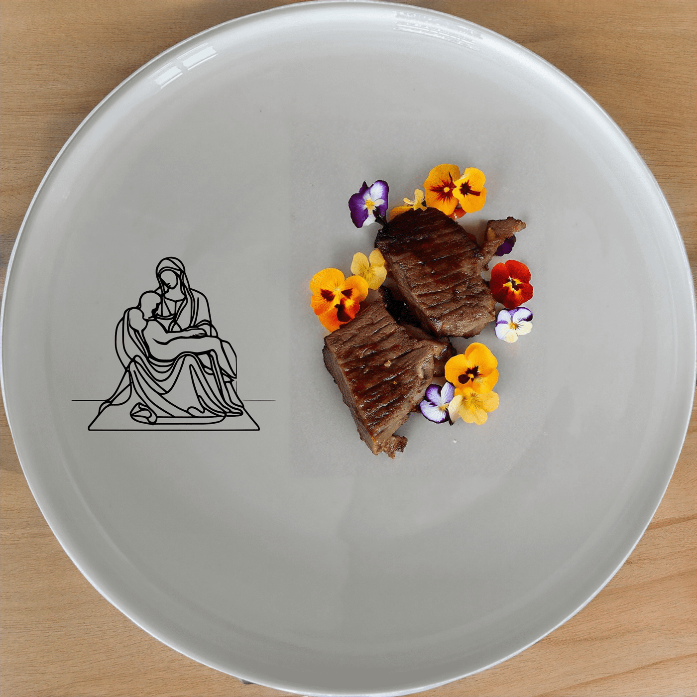 The Pieta Art Side Plate Set of 4 - Range 1 features a timeless design inspired by classical art, perfect for elevating any dining experience.