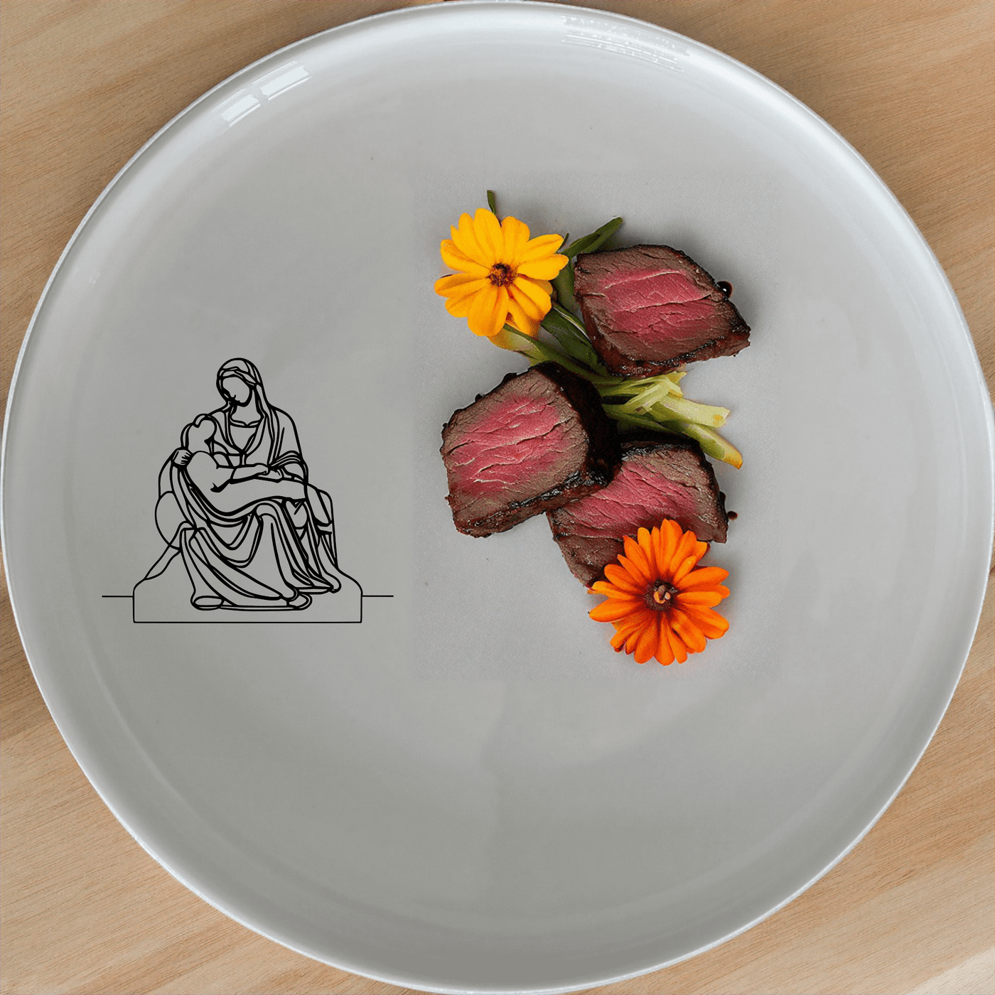 Pieta Art Side Plate Set of 4 - Range 3 is a stunning collection of four elegant side plates featuring a timeless design inspired by classical art.