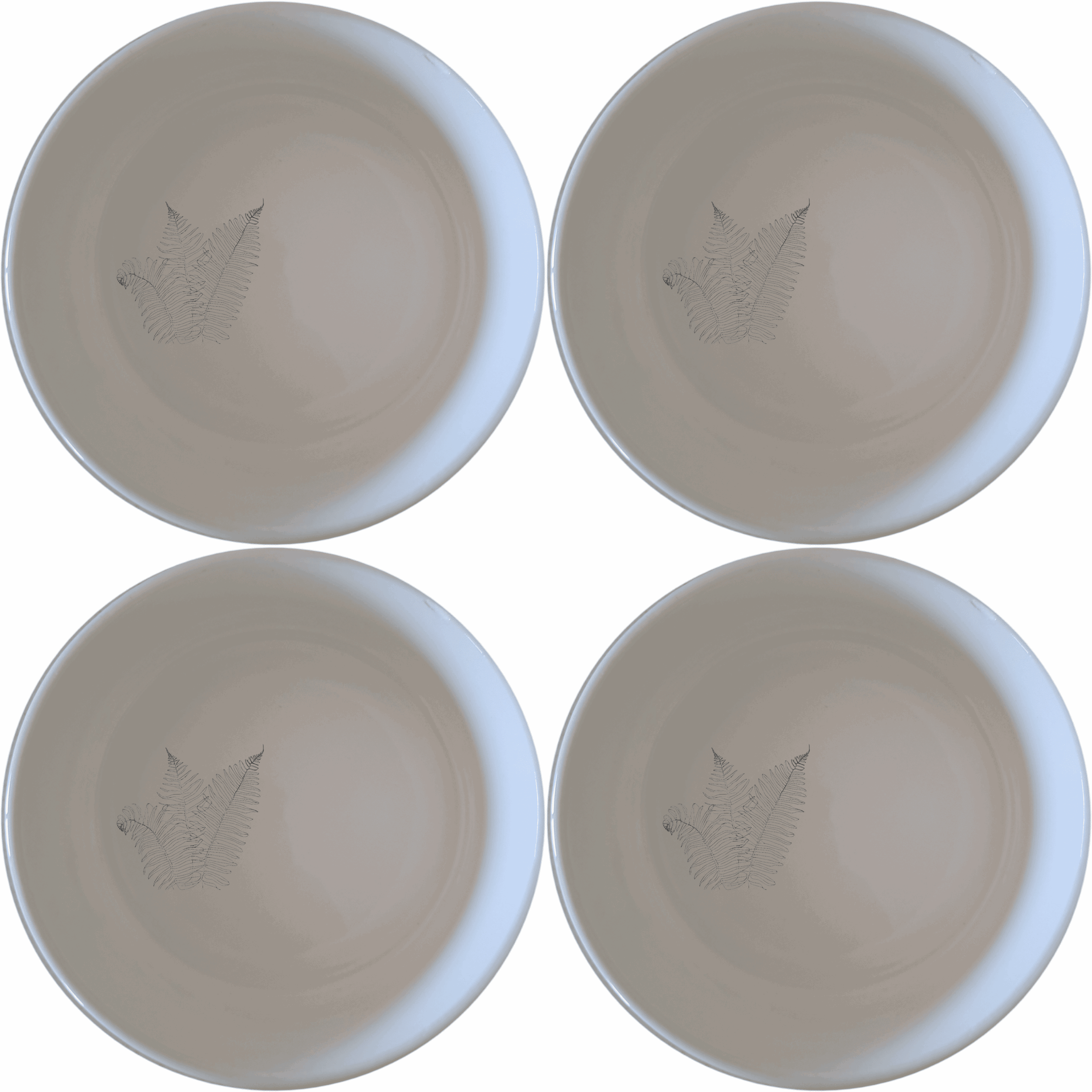 Layered Fern Fronds Maximalist Pattern Bowl Set of 4 is a stunning addition to any modern kitchen, featuring intricate fern designs on sleek ceramic bowls.