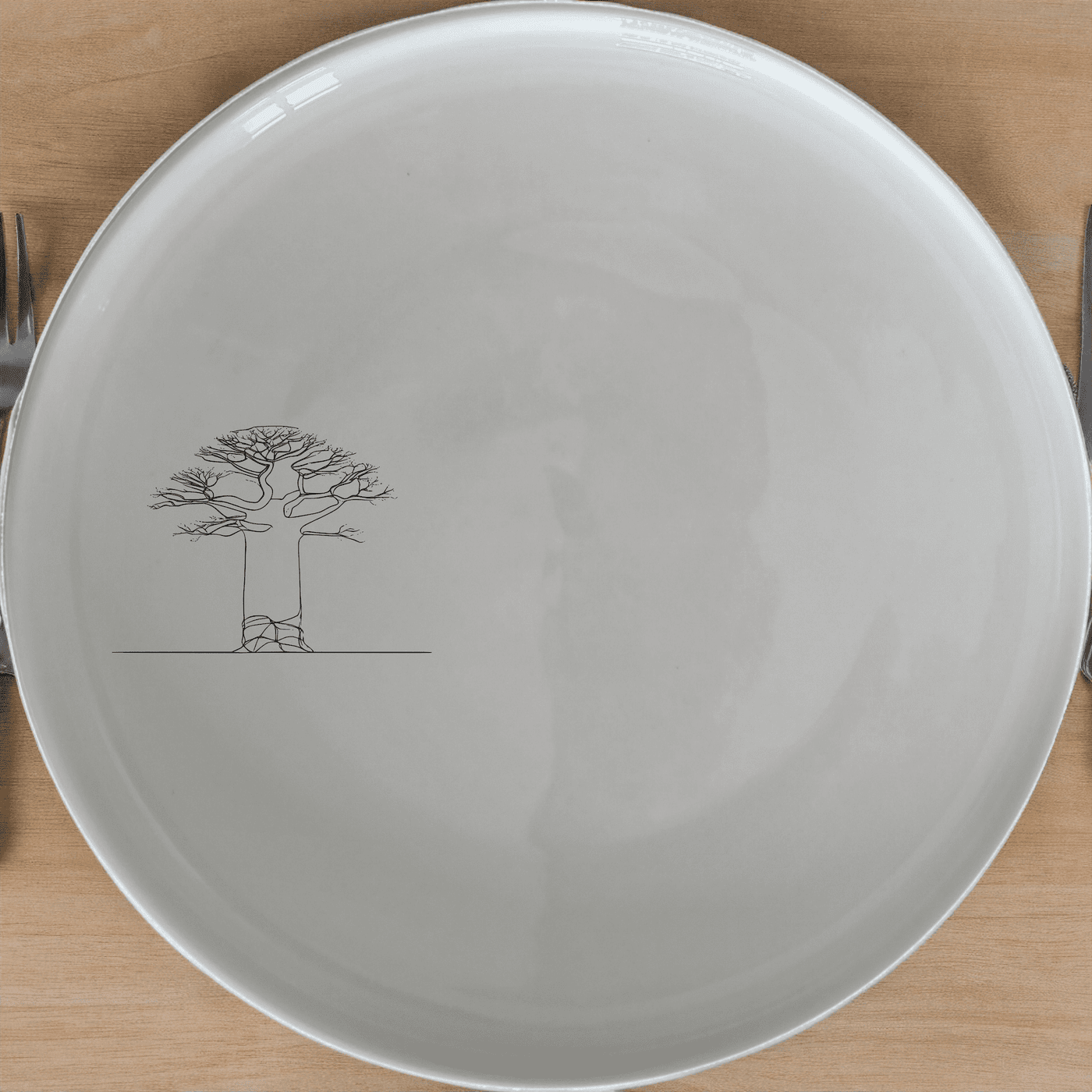 Majestic Boabab Tree Dinner Plate Set of 4 - Range 28 is a stunning addition to any dining collection, featuring elegant tree artwork.