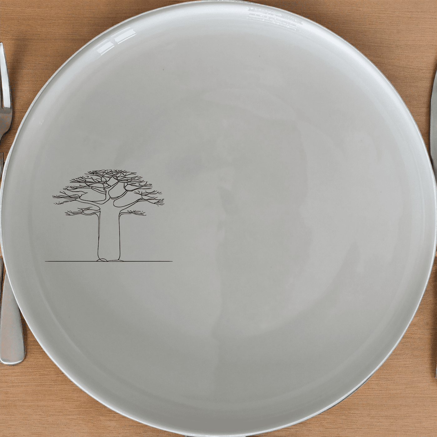 Majestic Boabab Tree Side Plate Set of 4 - Range 2 is a beautiful and elegant set of four side plates featuring a striking boabab tree design.