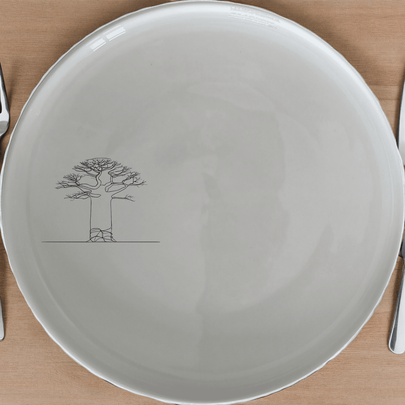 Majestic Boabab Tree Side Plate Set of 4 - Range 1 is a beautiful and elegant set of four side plates featuring a unique tree design.