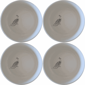 The Male Peacock Bowl Set of 4 features elegant designs perfect for any dining occasion.