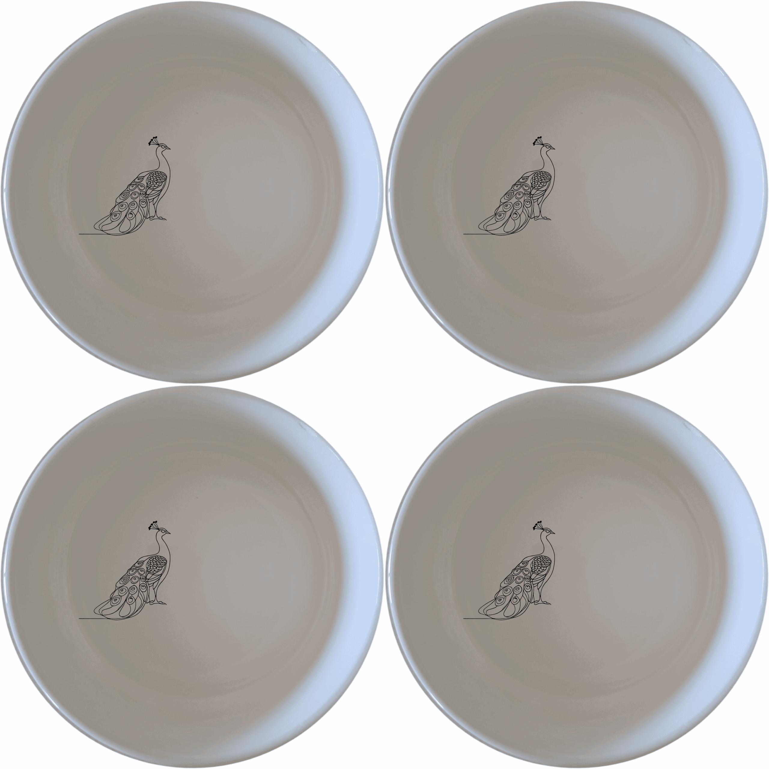 The Male Peacock Bowl Set of 4 features elegant designs perfect for any dining occasion.