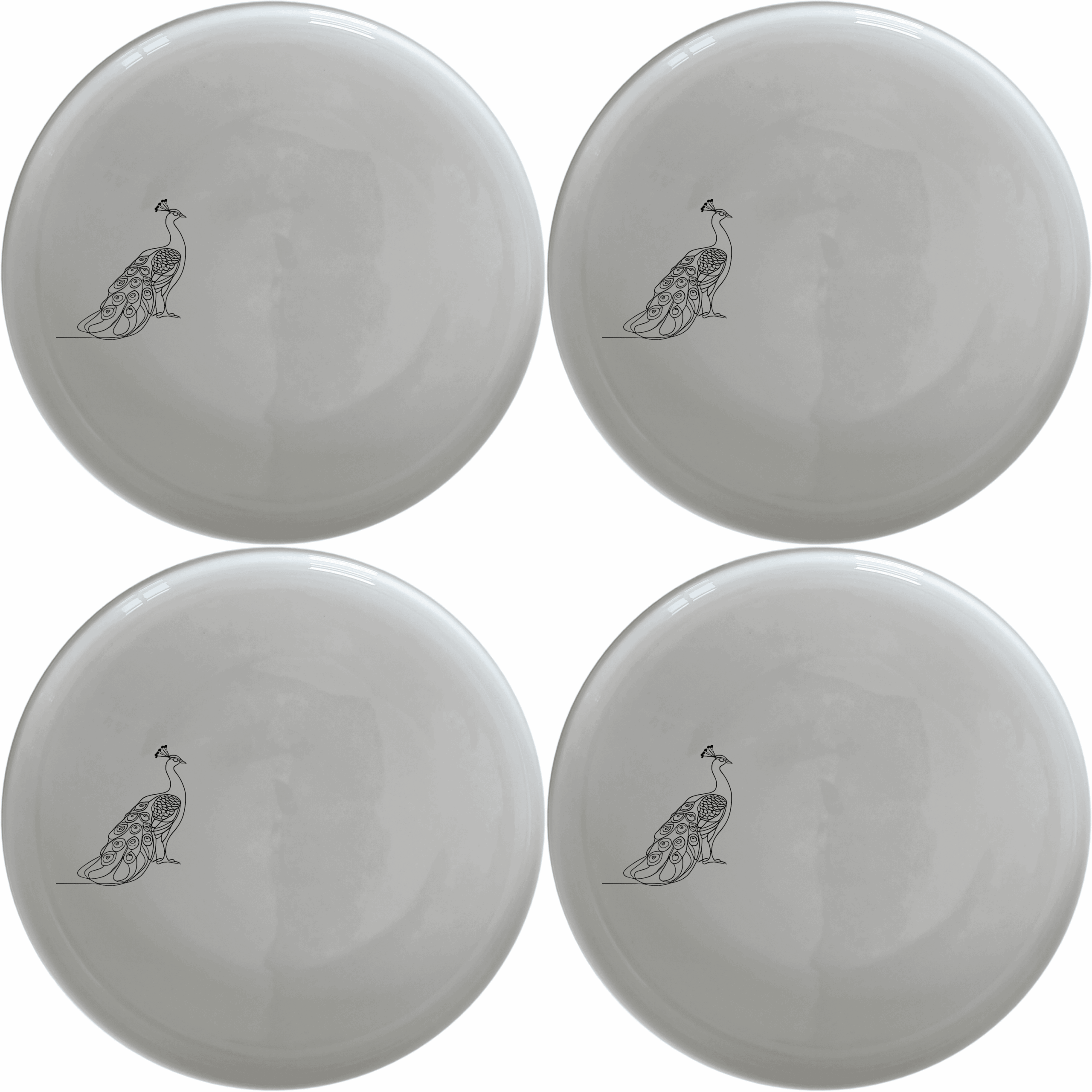 The Male Peacock Side Plate Set of 4 adds a touch of nature-inspired elegance to your dining table with its sleek design.