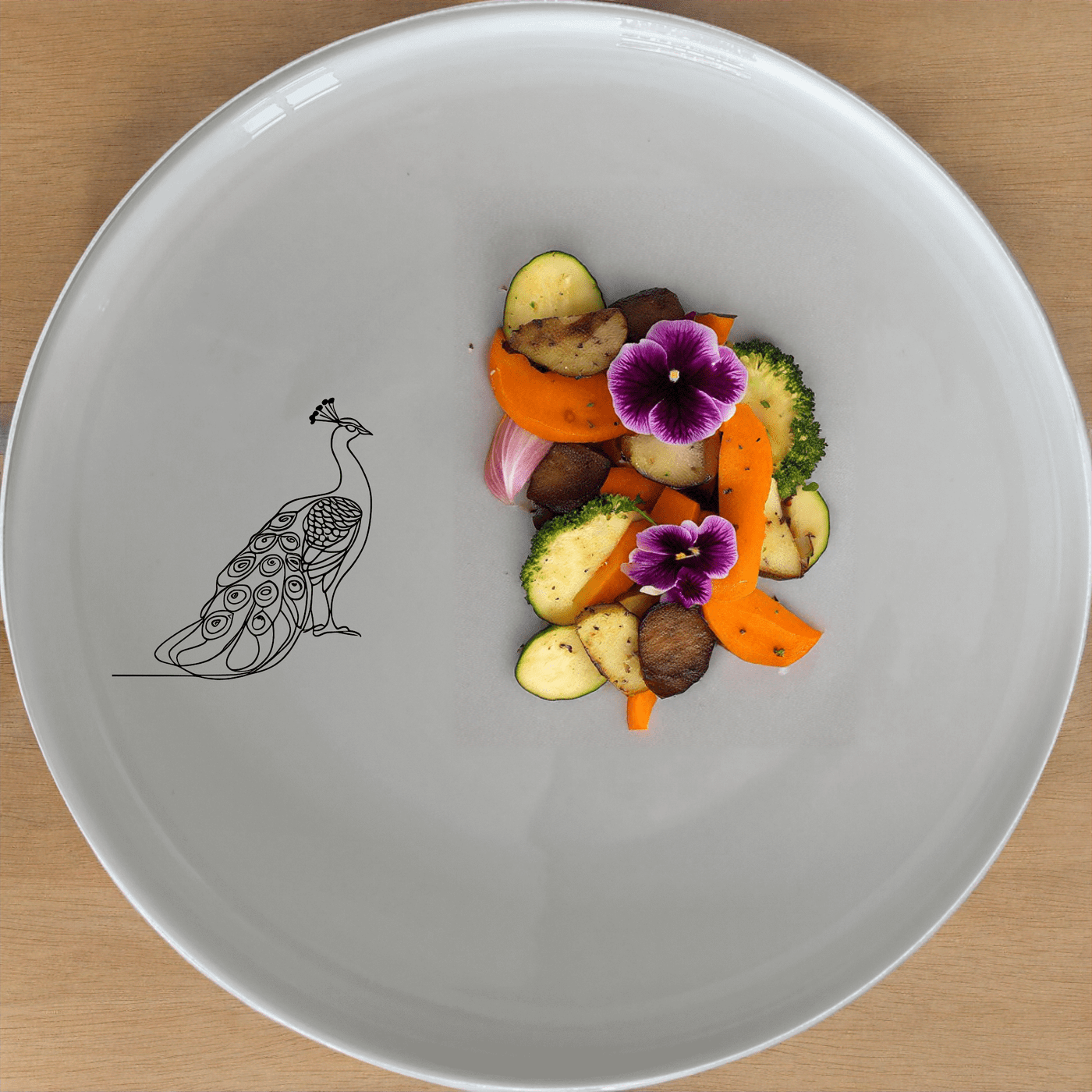 The Male Peacock Side Plate Set of 4 adds a touch of nature-inspired elegance to your dining table with its sleek design.