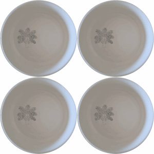 The Maximalism Cycads Bowl Set of 4 brings a touch of nature to your dining table with its elegant, minimalist design featuring cycad illustrations.